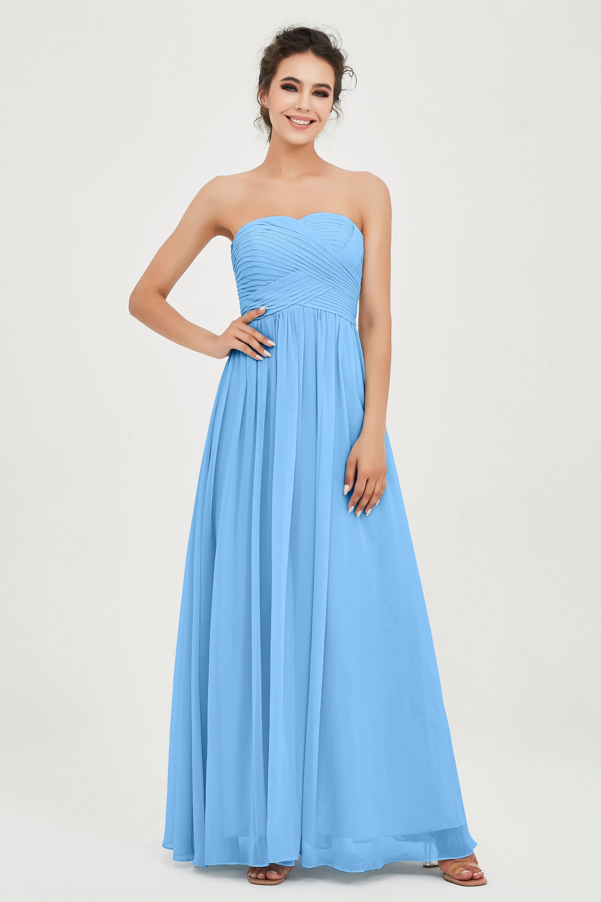 clean-lined bridesmaid dress night-out dress chiffon strapless formal evening gowns
