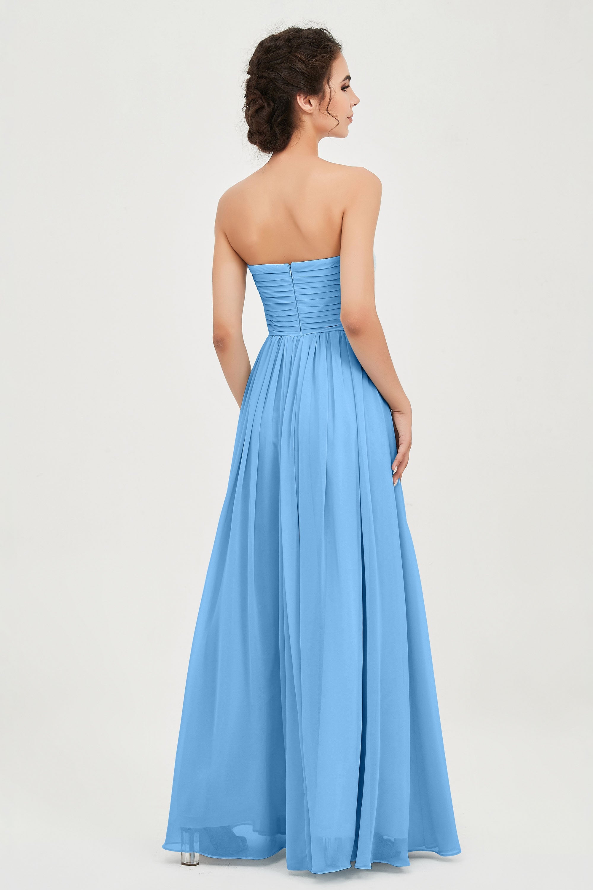 clean-lined bridesmaid dress night-out dress chiffon strapless formal evening gowns