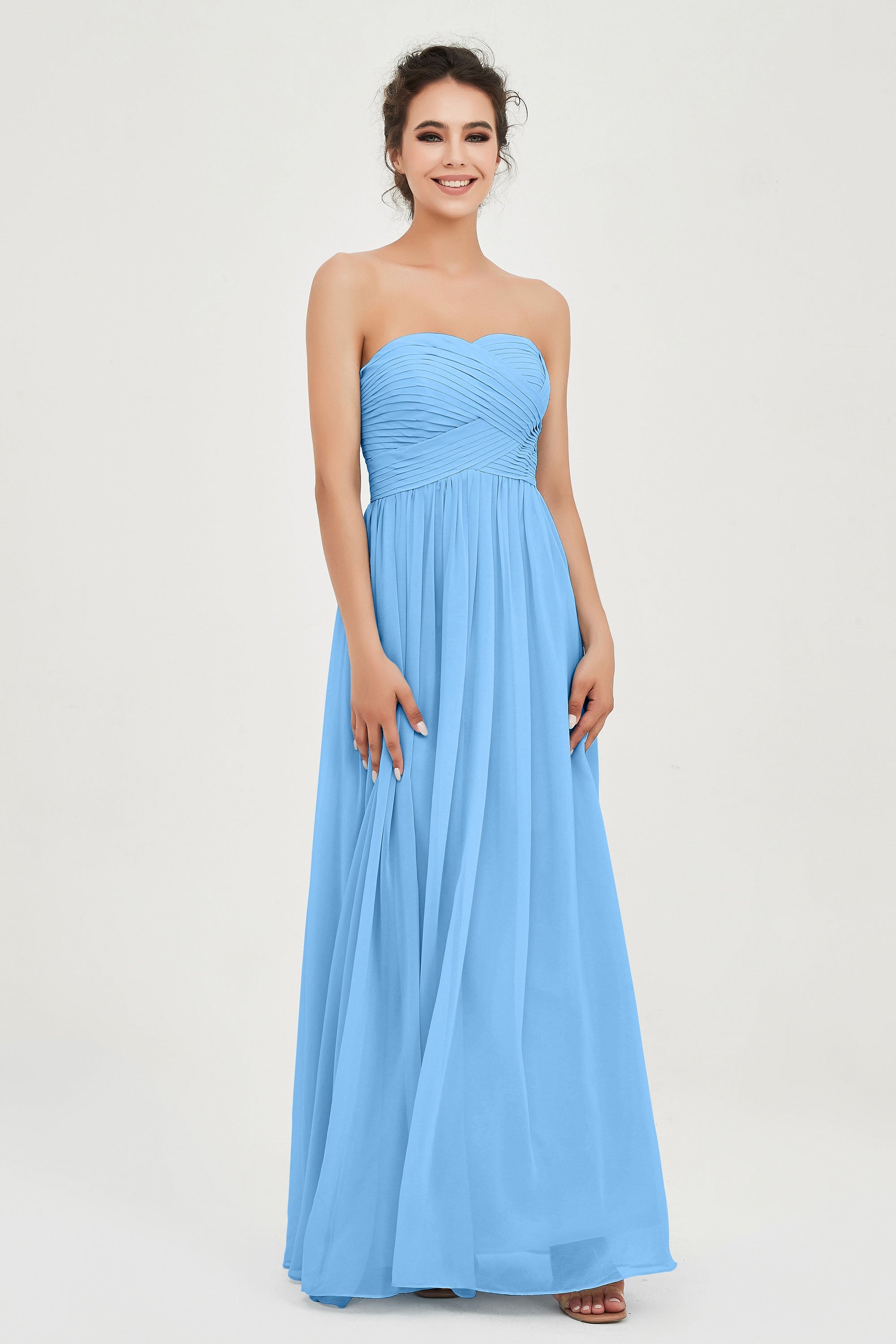 clean-lined bridesmaid dress night-out dress chiffon strapless formal evening gowns