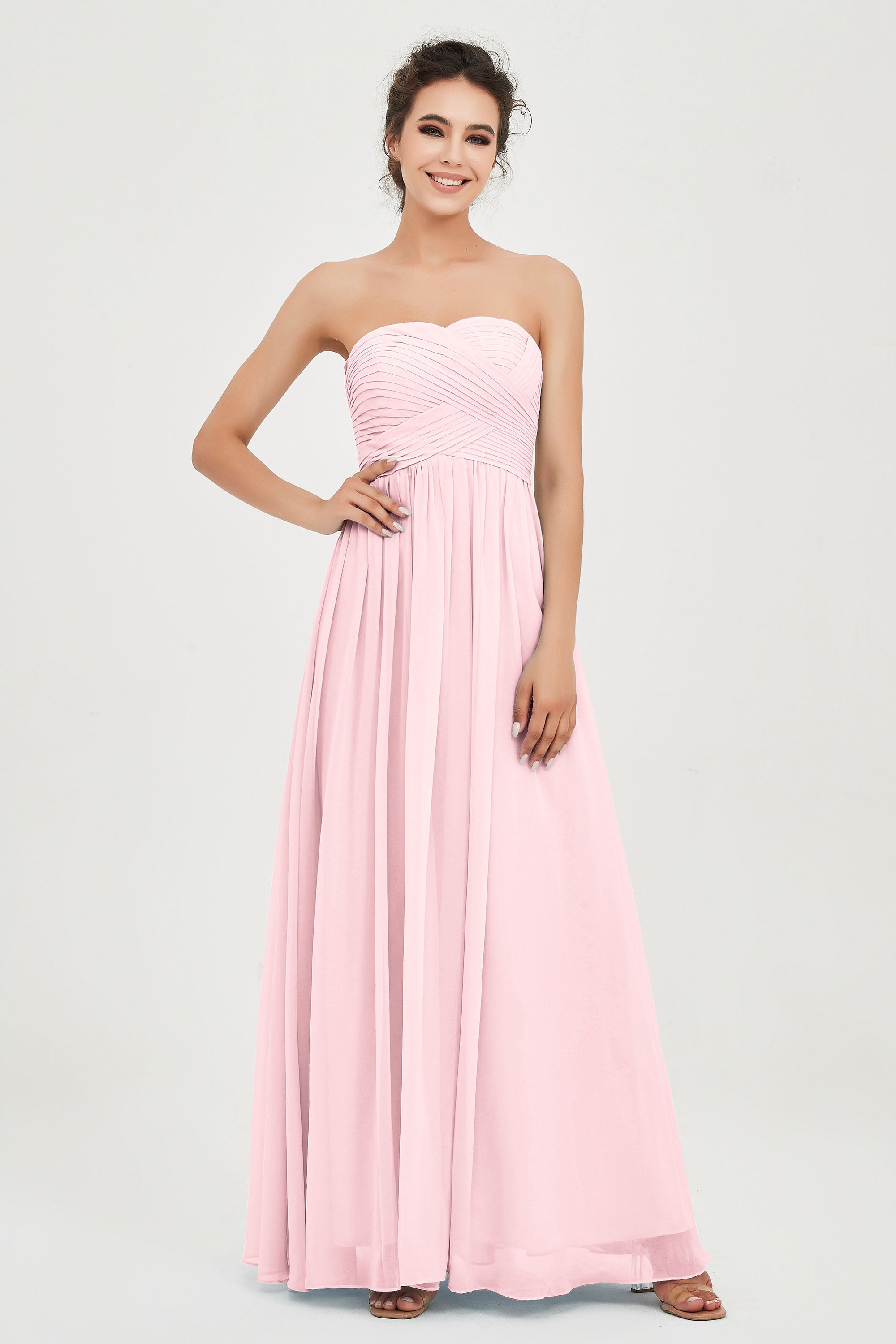 clean-lined bridesmaid dress night-out dress chiffon strapless formal evening gowns
