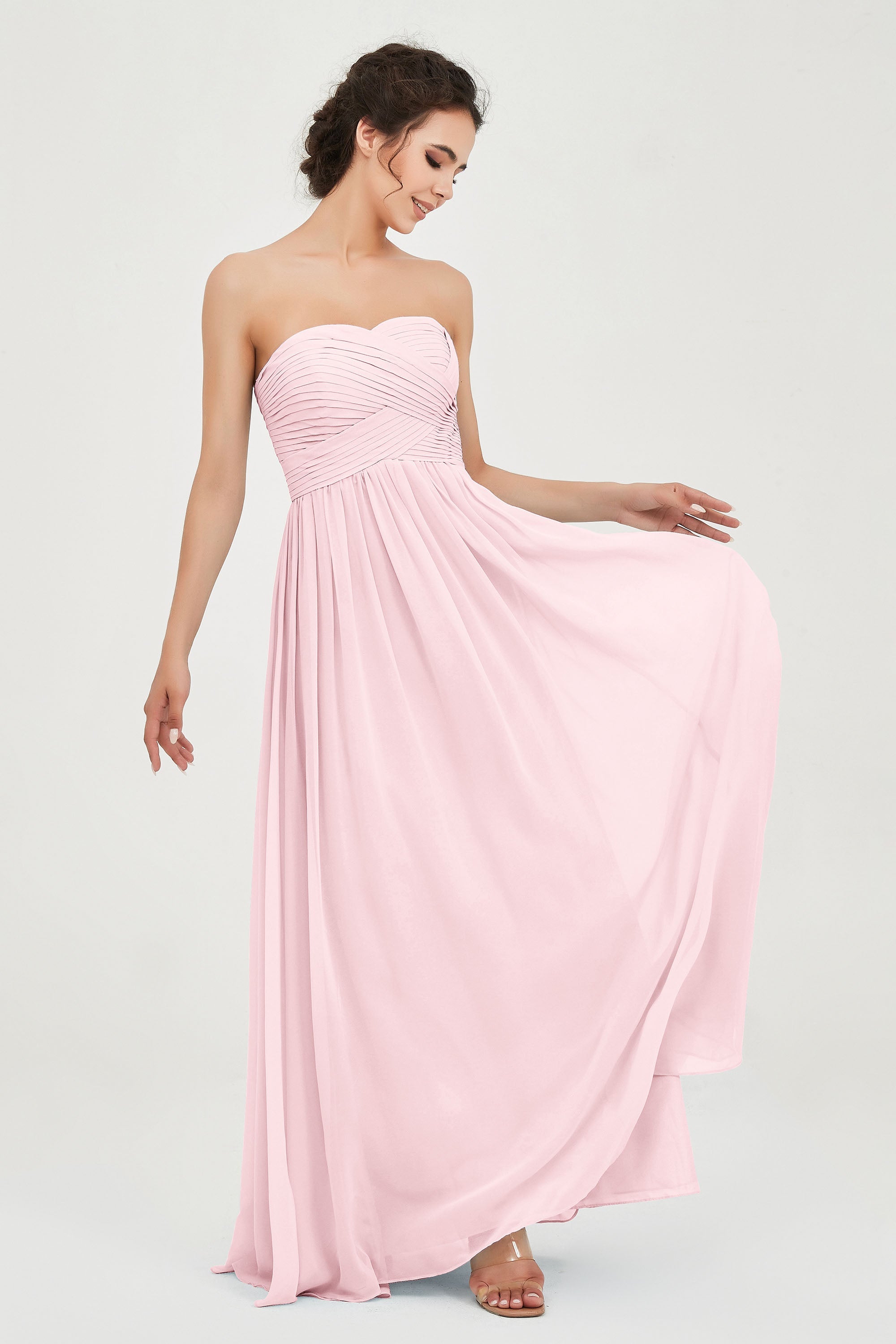 clean-lined bridesmaid dress night-out dress chiffon strapless formal evening gowns