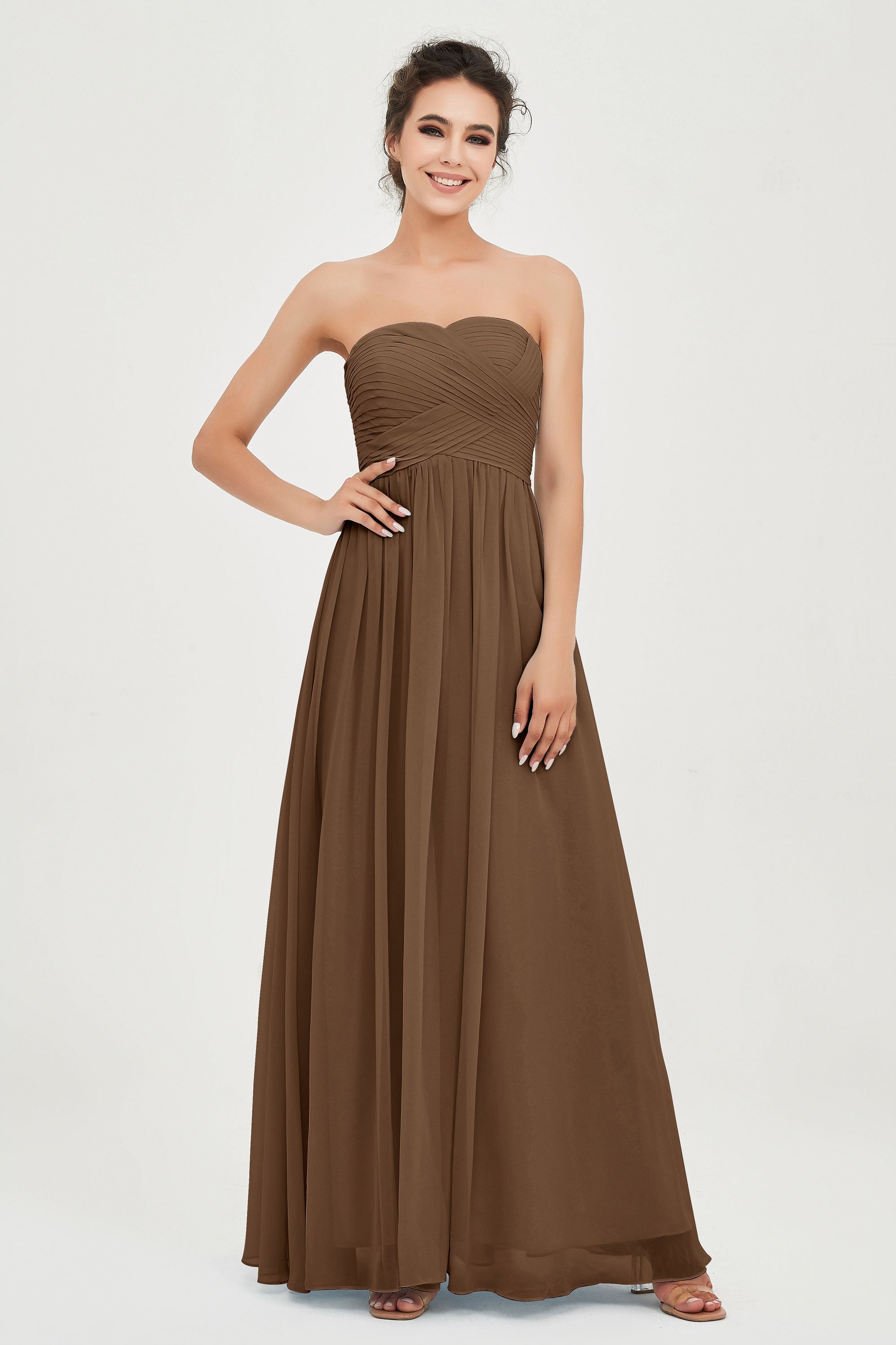 clean-lined bridesmaid dress night-out dress chiffon strapless formal evening gowns