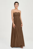 clean-lined bridesmaid dress night-out dress chiffon strapless formal evening gowns