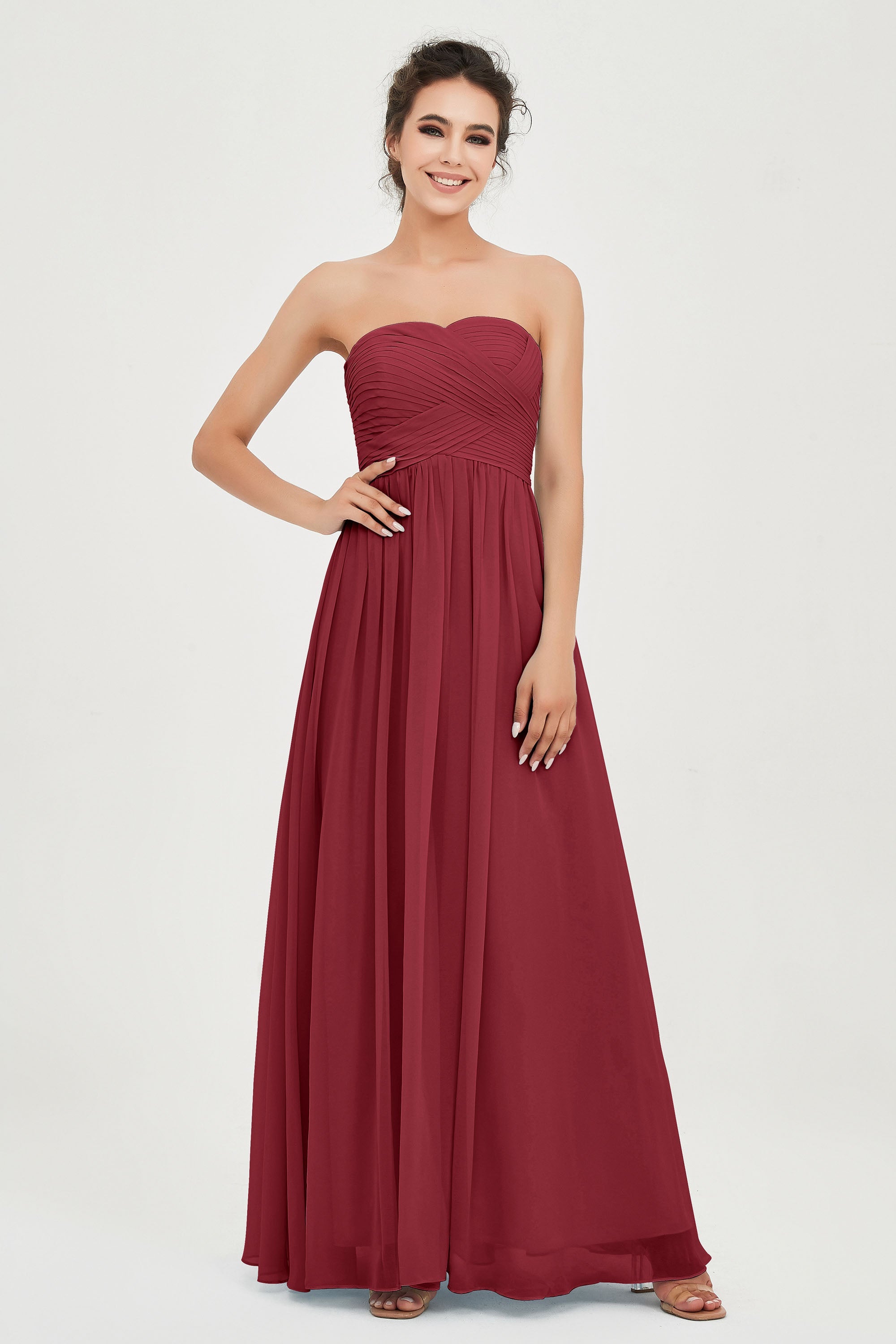 clean-lined bridesmaid dress night-out dress chiffon strapless formal evening gowns
