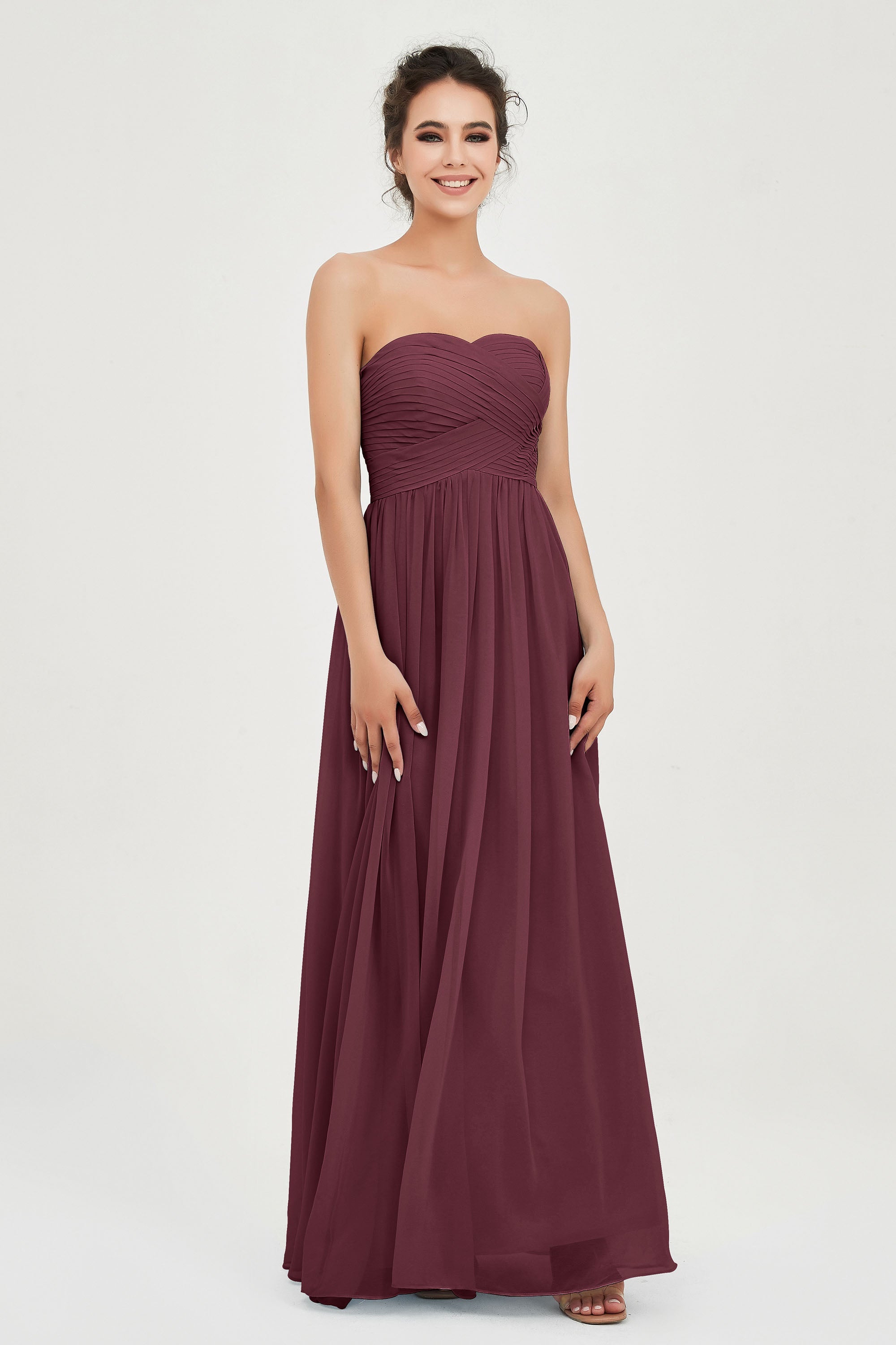 clean-lined bridesmaid dress night-out dress chiffon strapless formal evening gowns