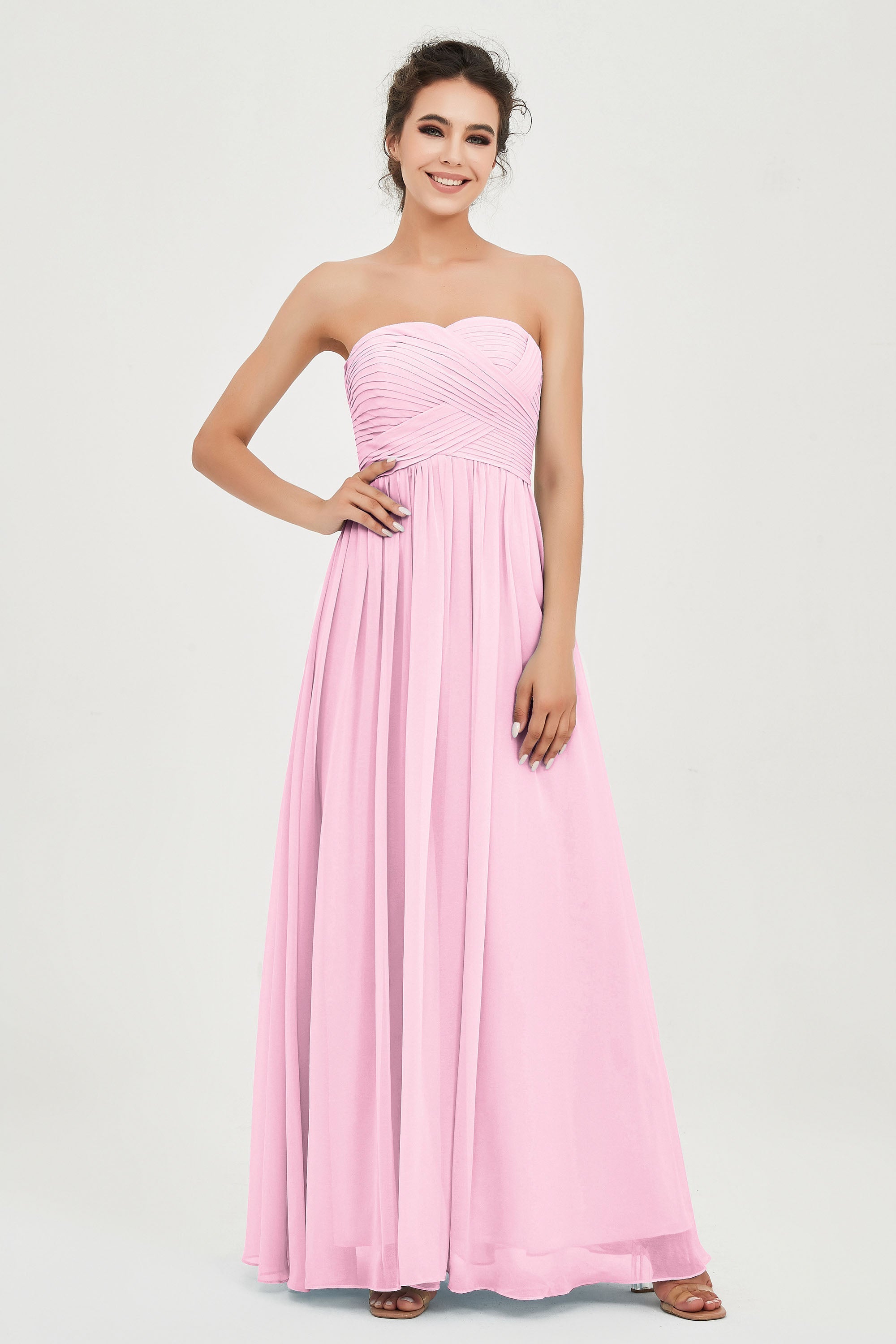 clean-lined bridesmaid dress night-out dress chiffon strapless formal evening gowns