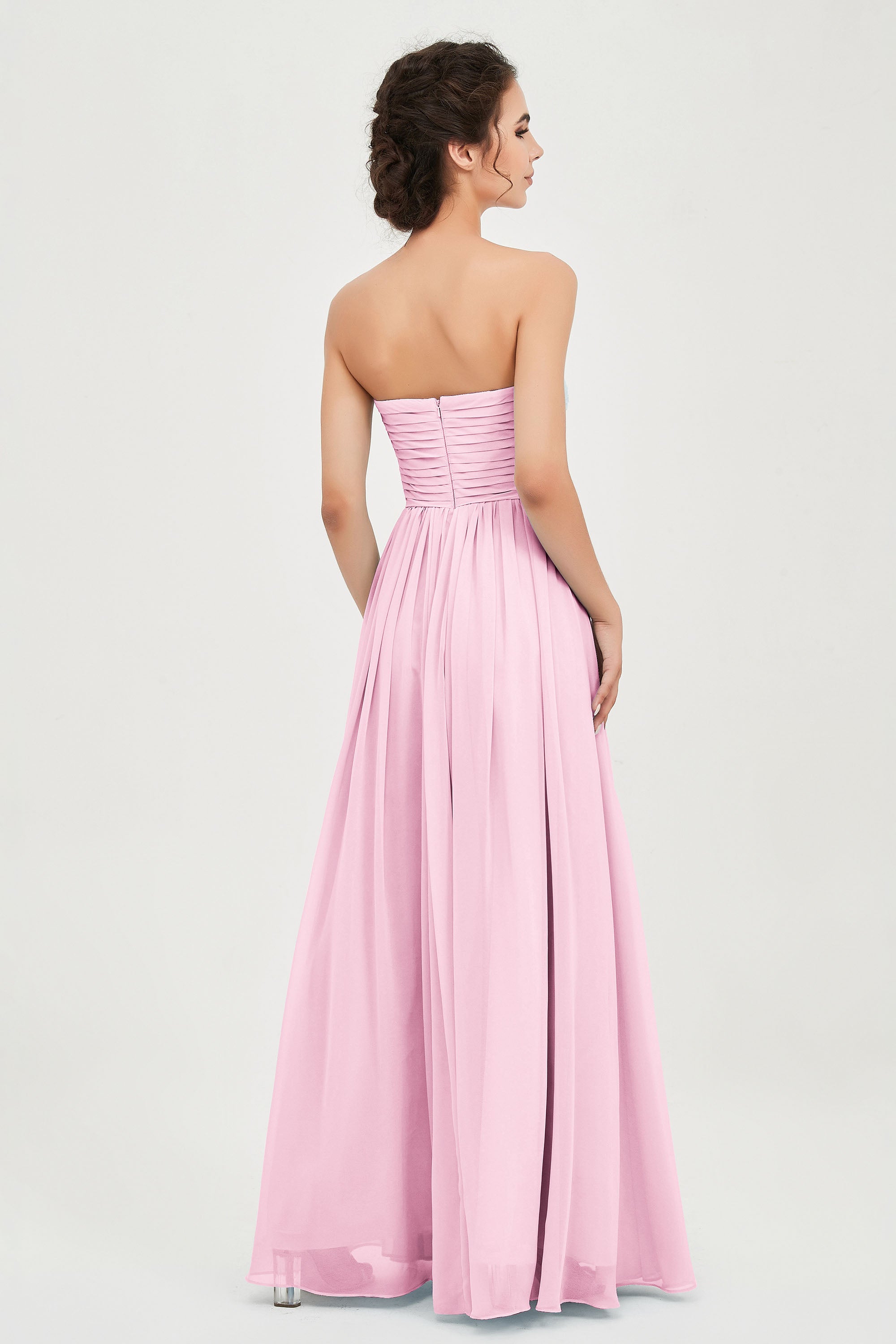 clean-lined bridesmaid dress night-out dress chiffon strapless formal evening gowns