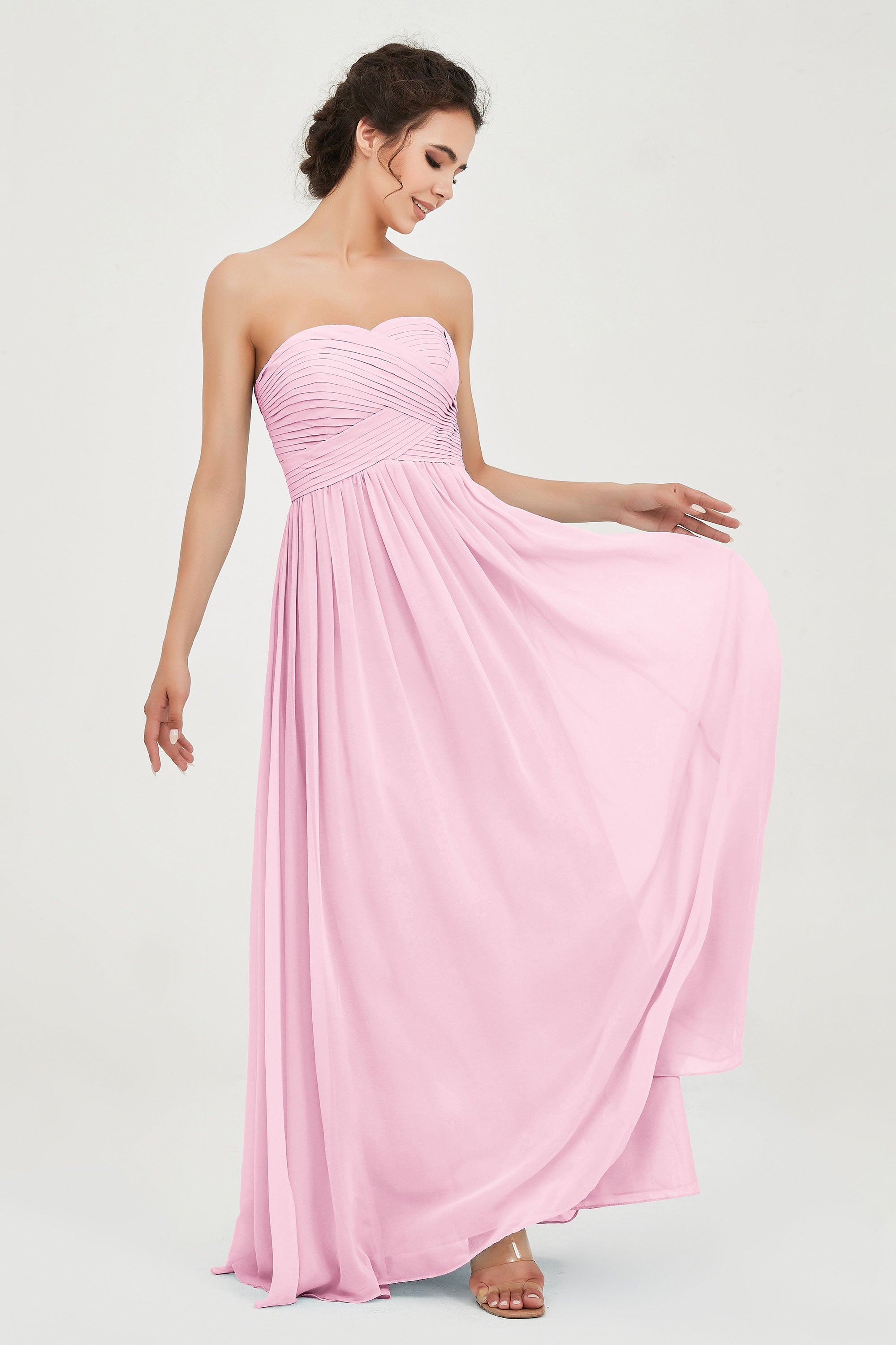 clean-lined bridesmaid dress night-out dress chiffon strapless formal evening gowns