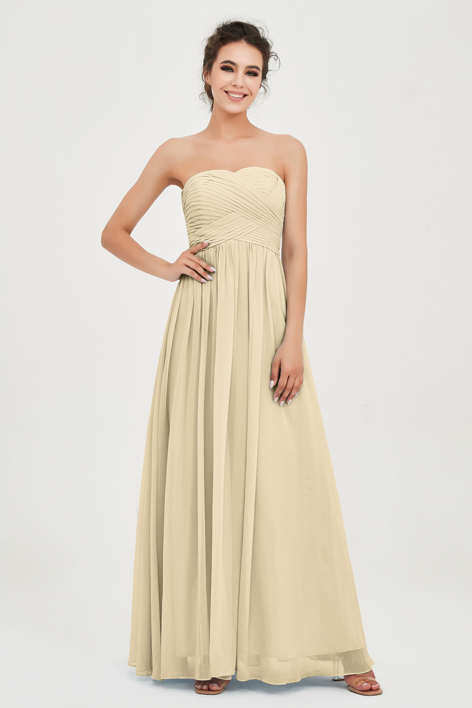 clean-lined bridesmaid dress night-out dress chiffon strapless formal evening gowns