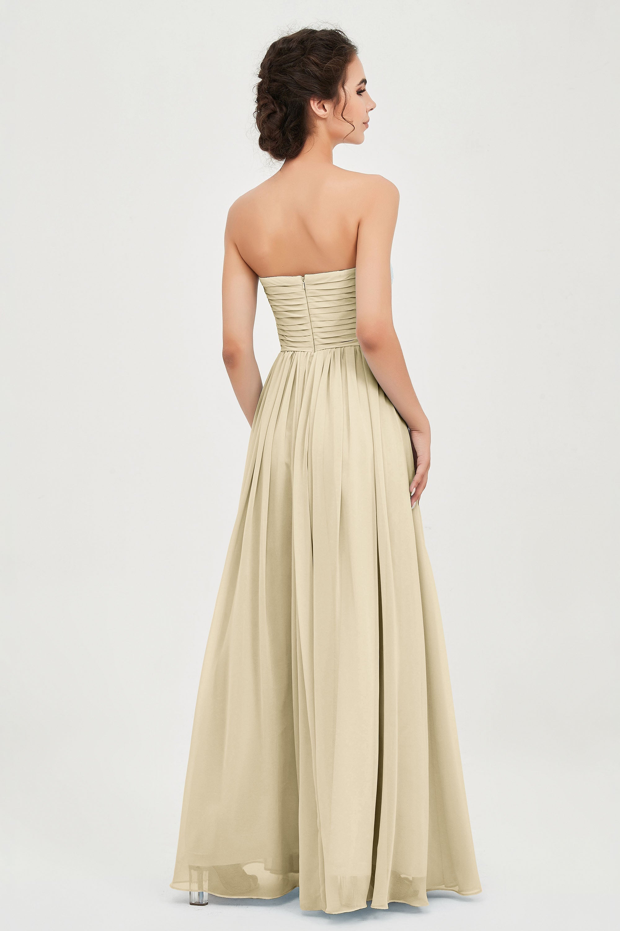 clean-lined bridesmaid dress night-out dress chiffon strapless formal evening gowns