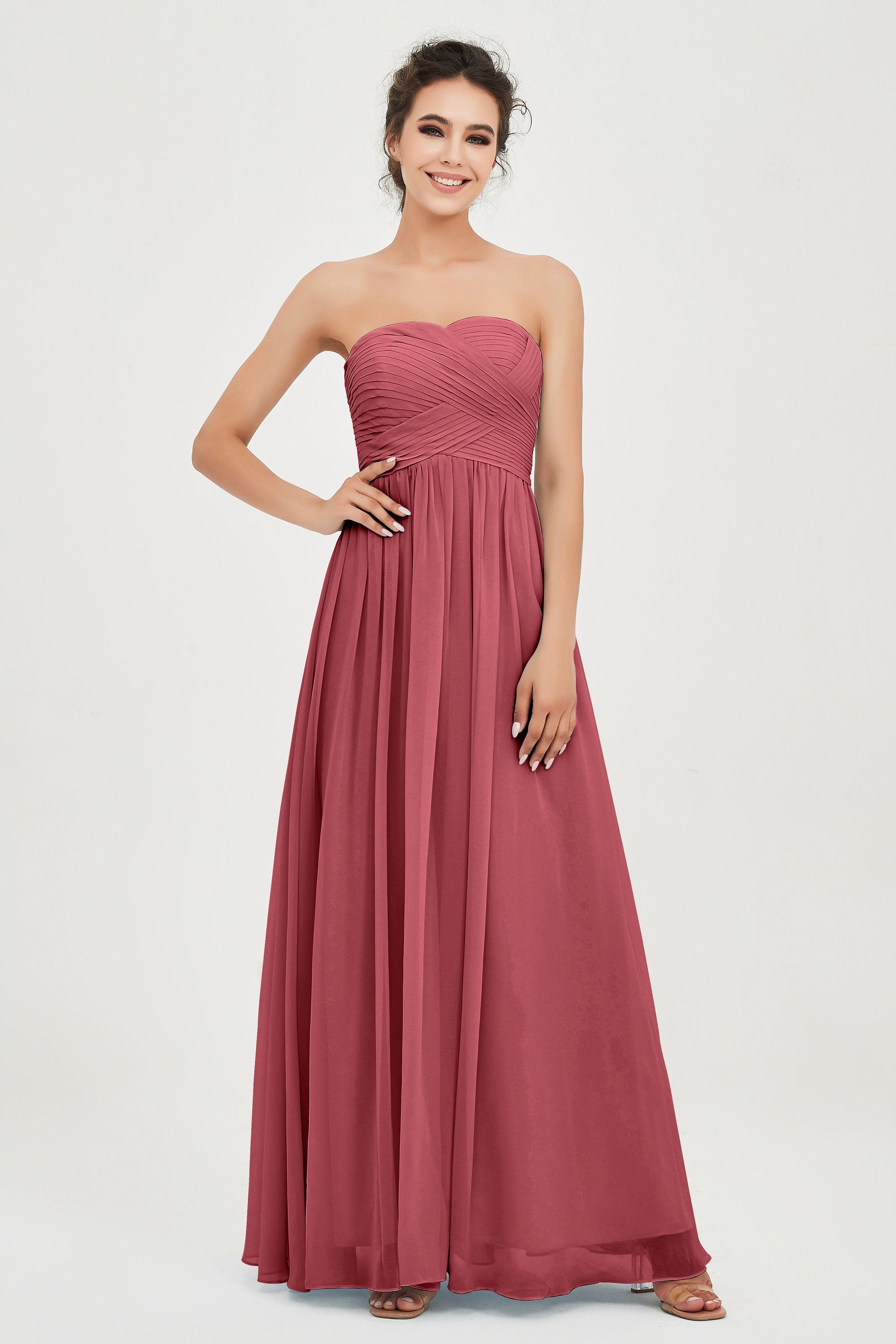 clean-lined bridesmaid dress night-out dress chiffon strapless formal evening gowns