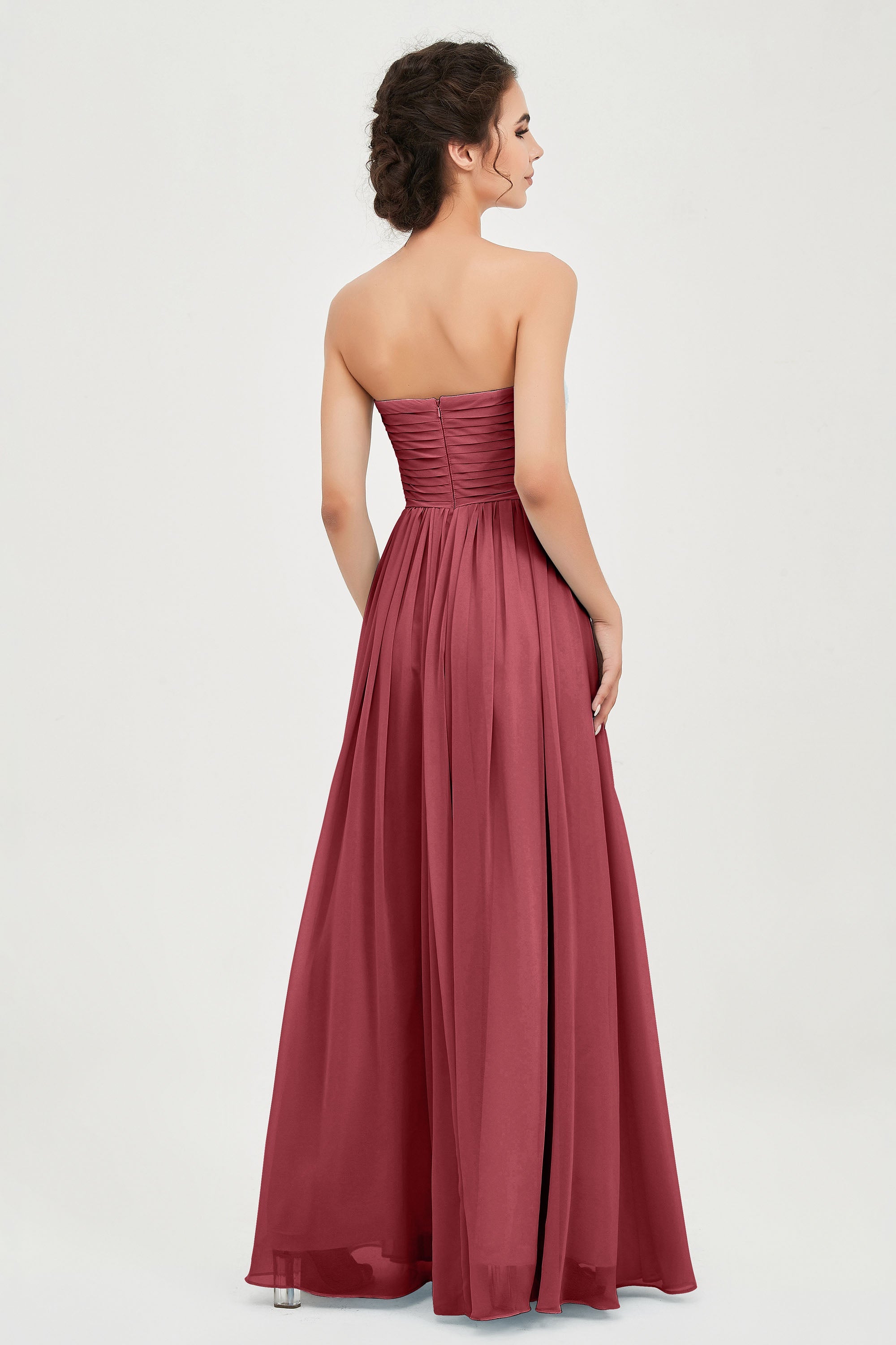 clean-lined bridesmaid dress night-out dress chiffon strapless formal evening gowns