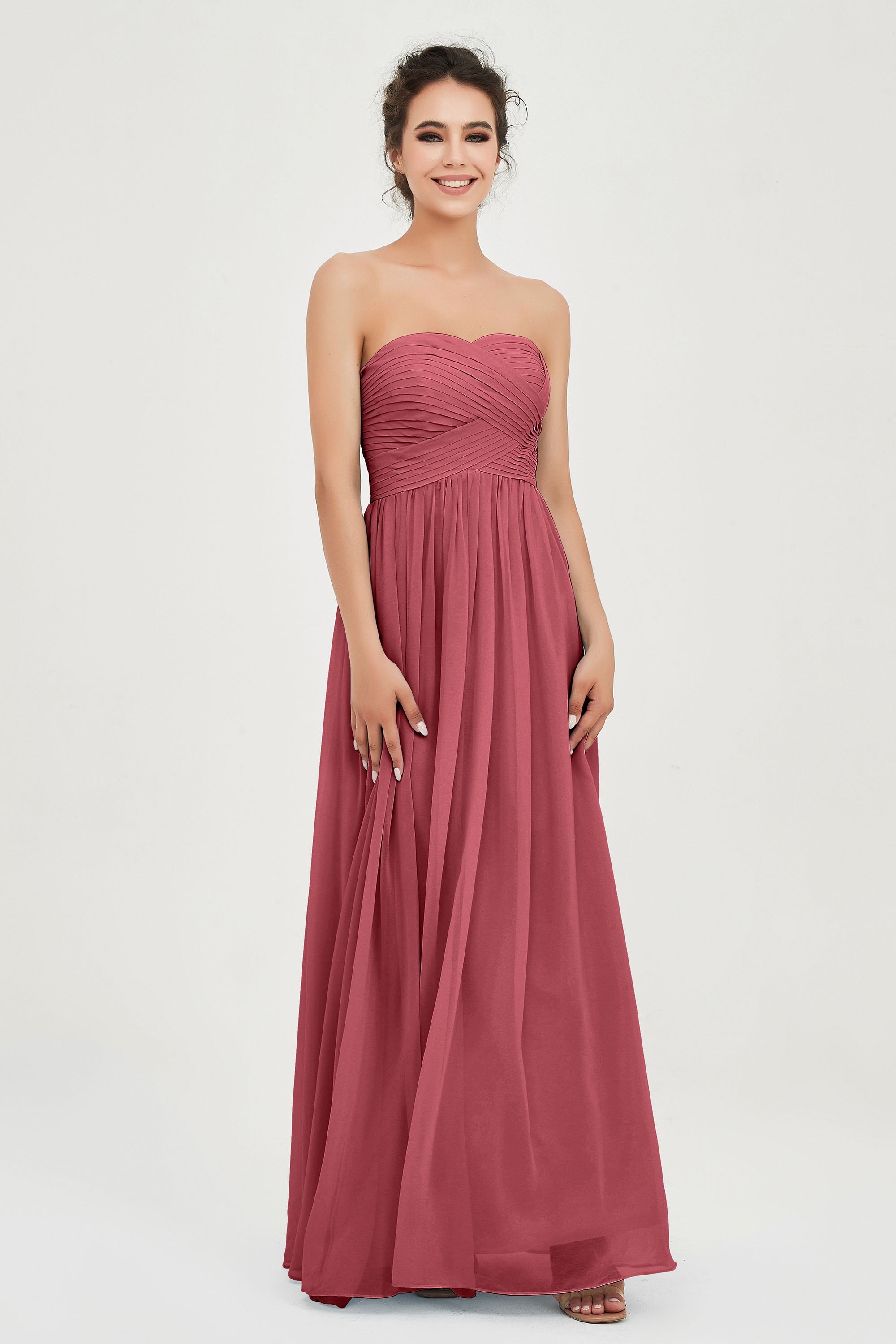 clean-lined bridesmaid dress night-out dress chiffon strapless formal evening gowns