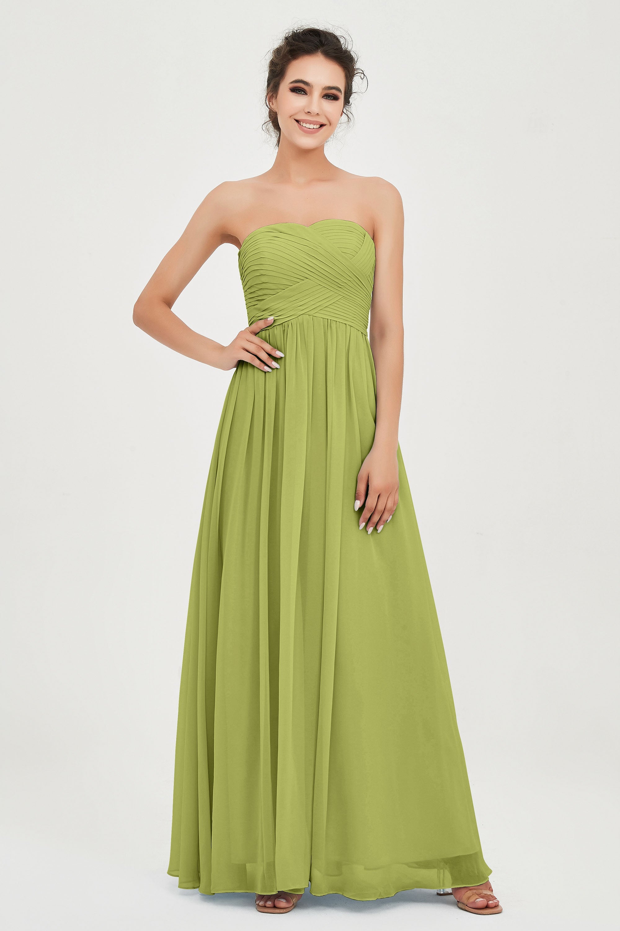 clean-lined bridesmaid dress night-out dress chiffon strapless formal evening gowns