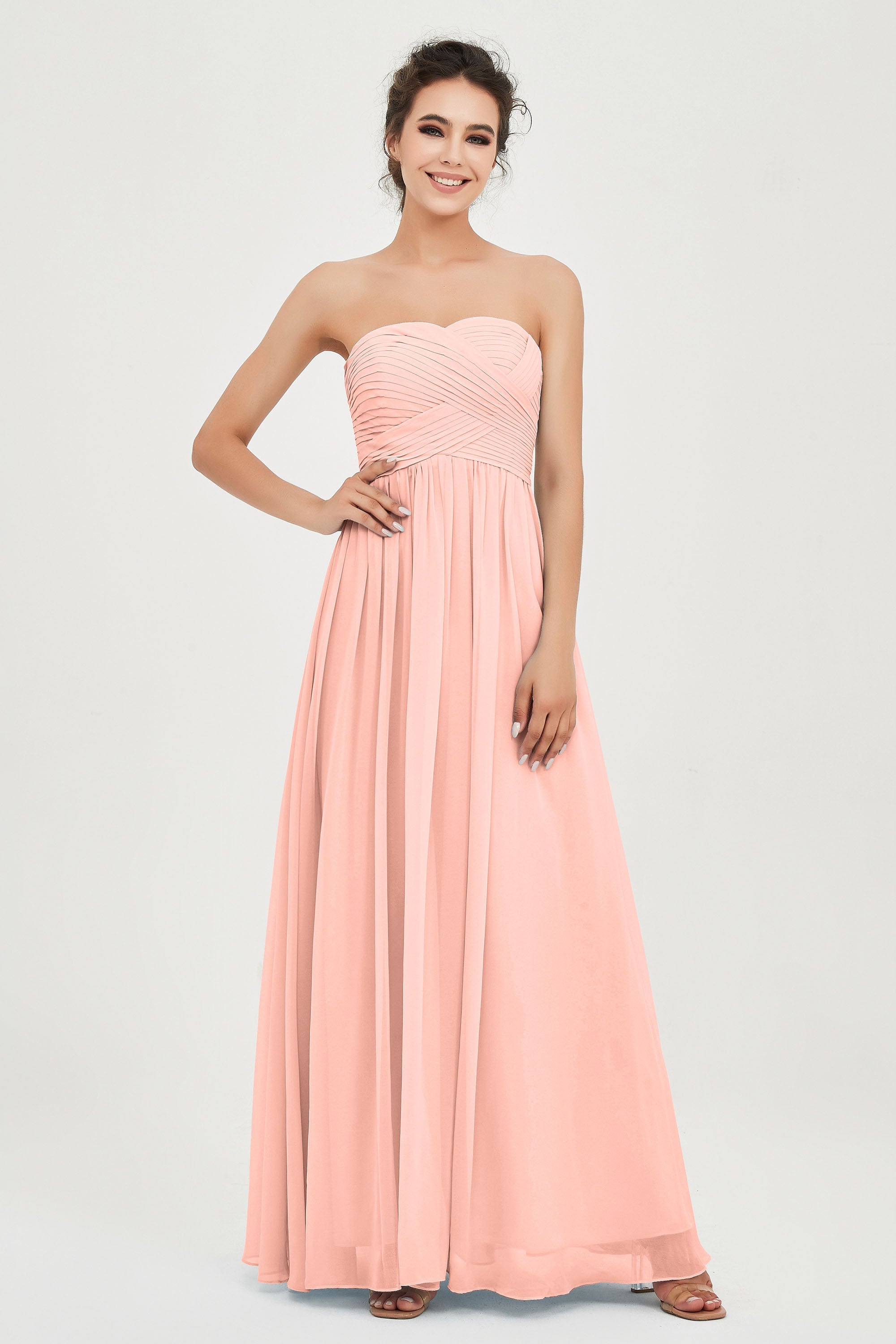 clean-lined bridesmaid dress night-out dress chiffon strapless formal evening gowns