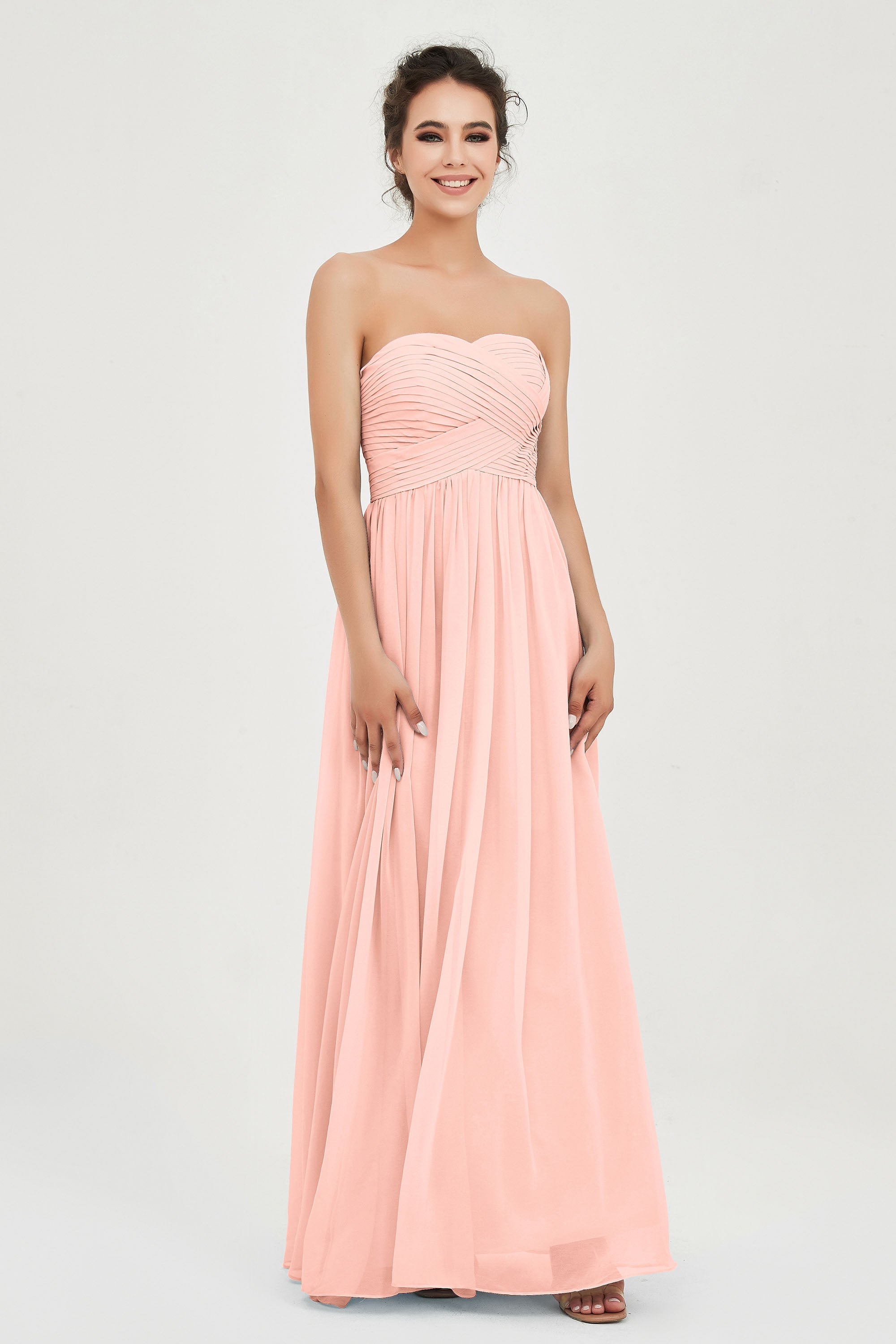clean-lined bridesmaid dress night-out dress chiffon strapless formal evening gowns