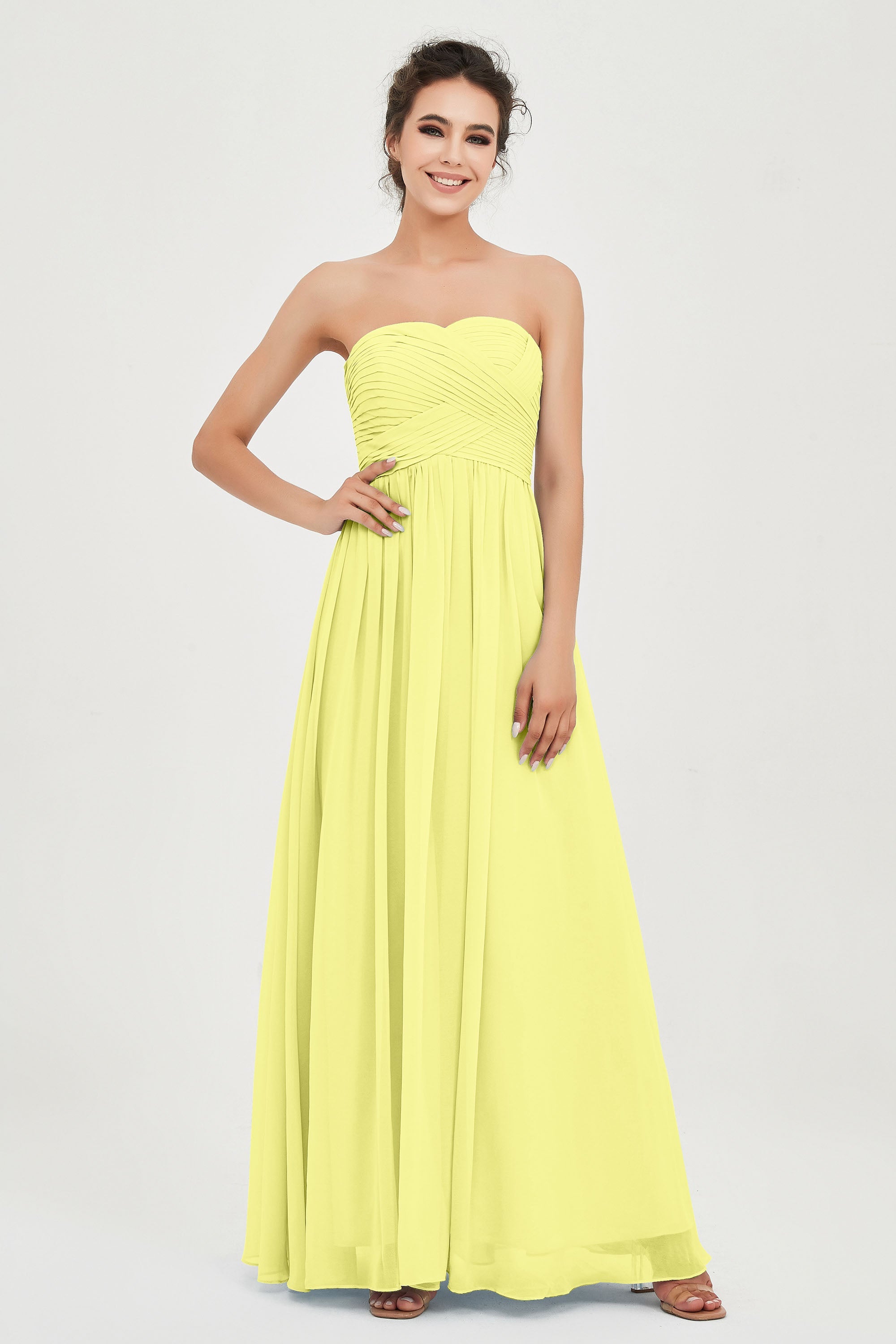 clean-lined bridesmaid dress night-out dress chiffon strapless formal evening gowns