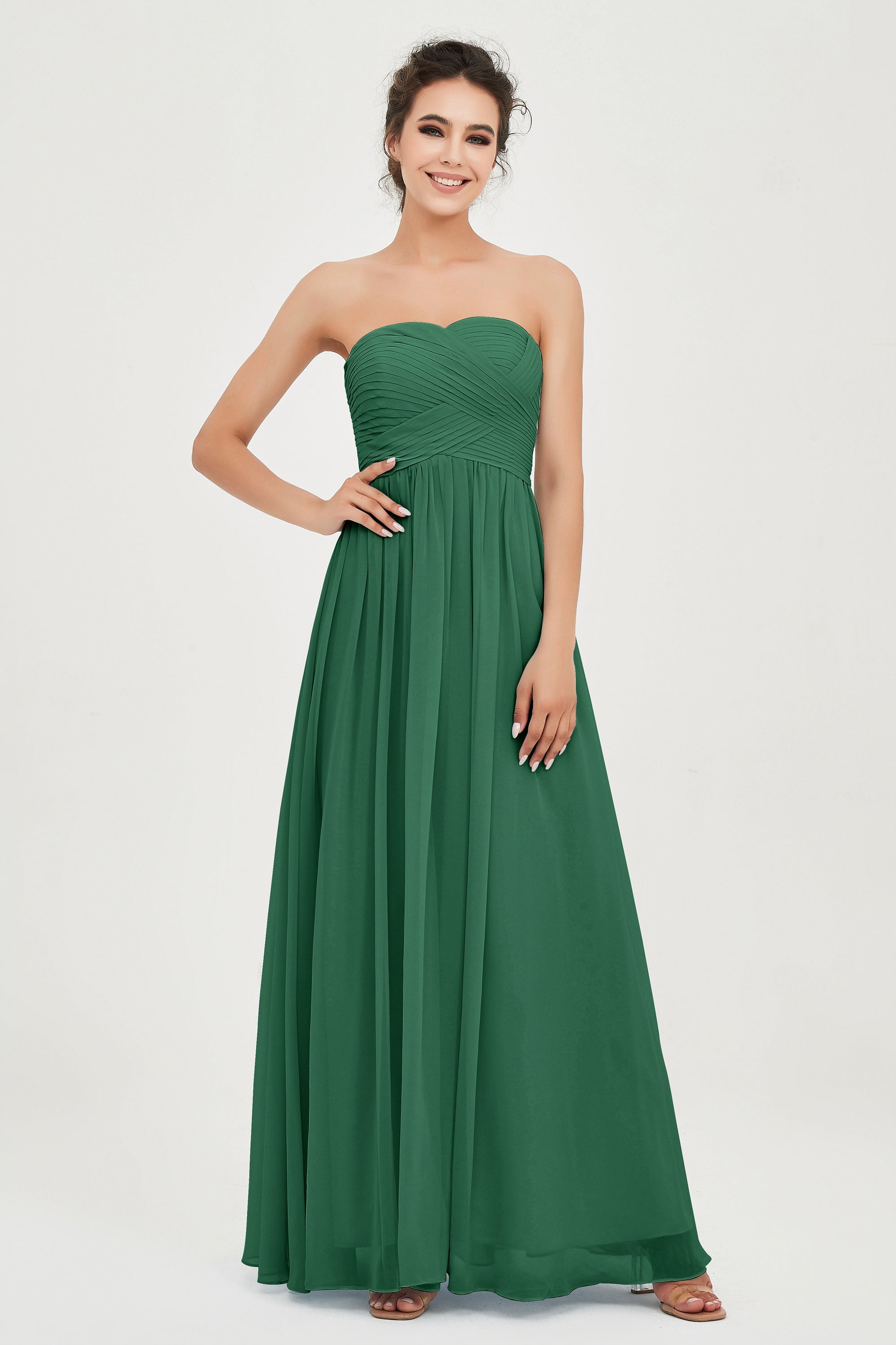 clean-lined bridesmaid dress night-out dress chiffon strapless formal evening gowns