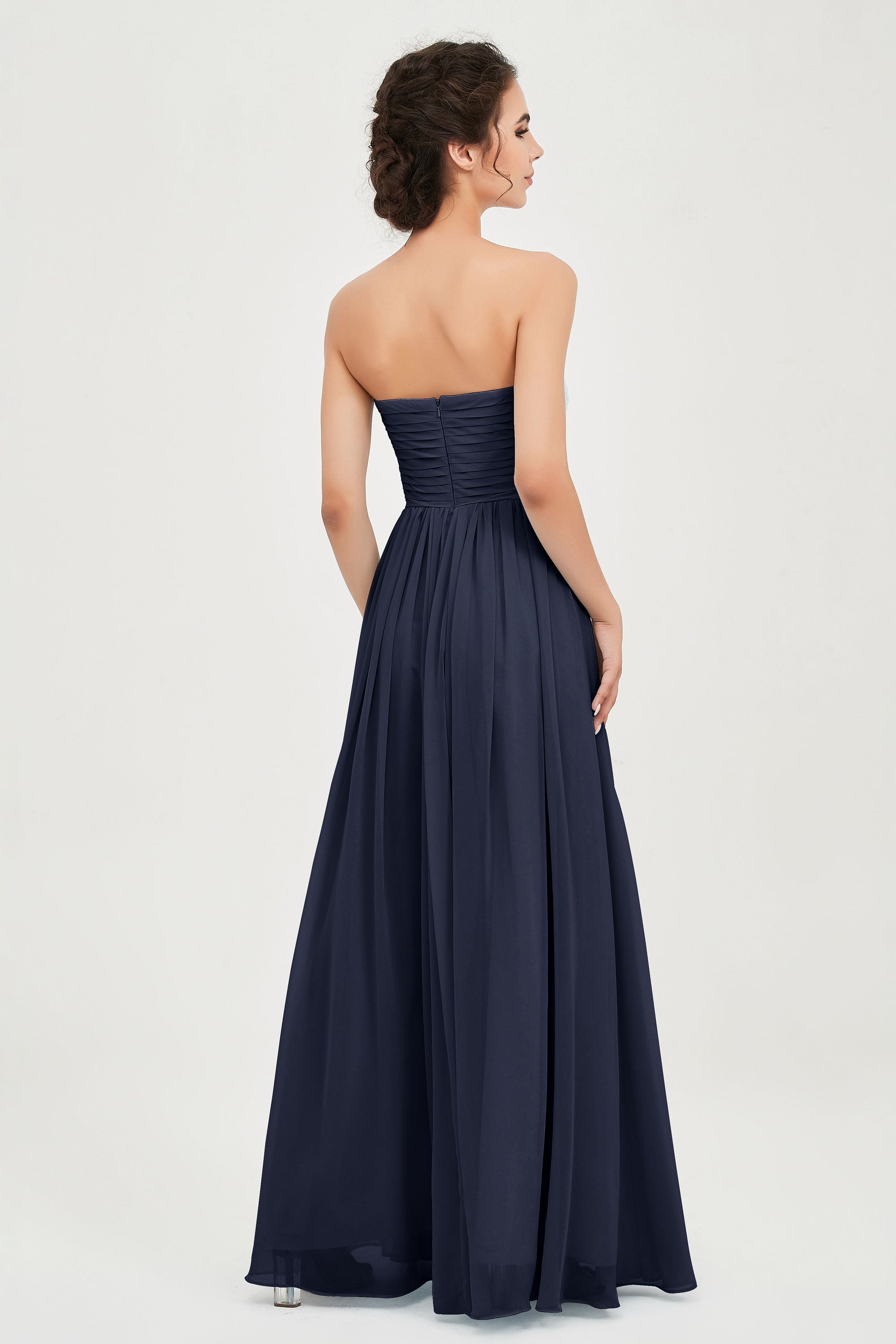 clean-lined bridesmaid dress night-out dress chiffon strapless formal evening gowns