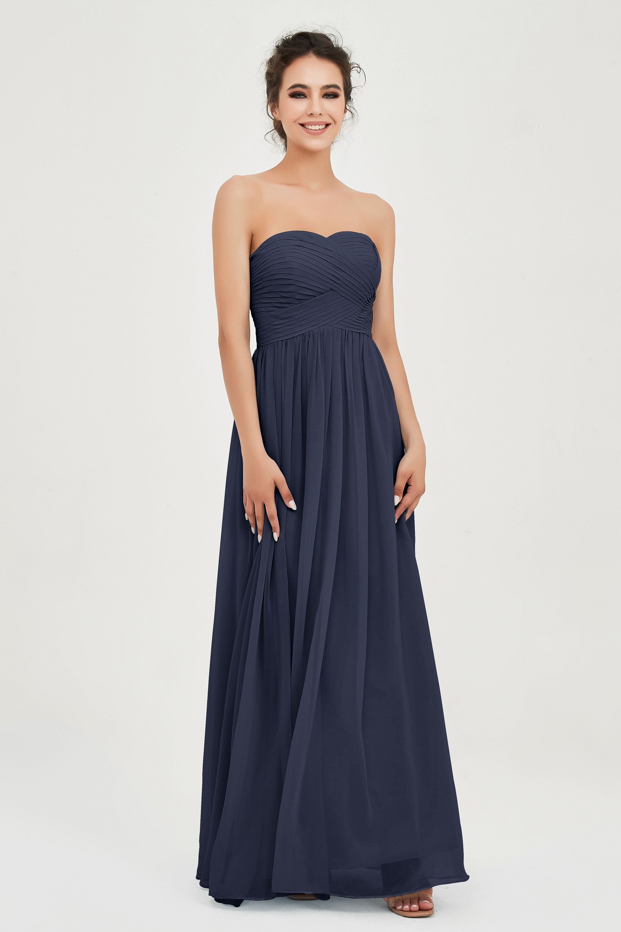 clean-lined bridesmaid dress night-out dress chiffon strapless formal evening gowns