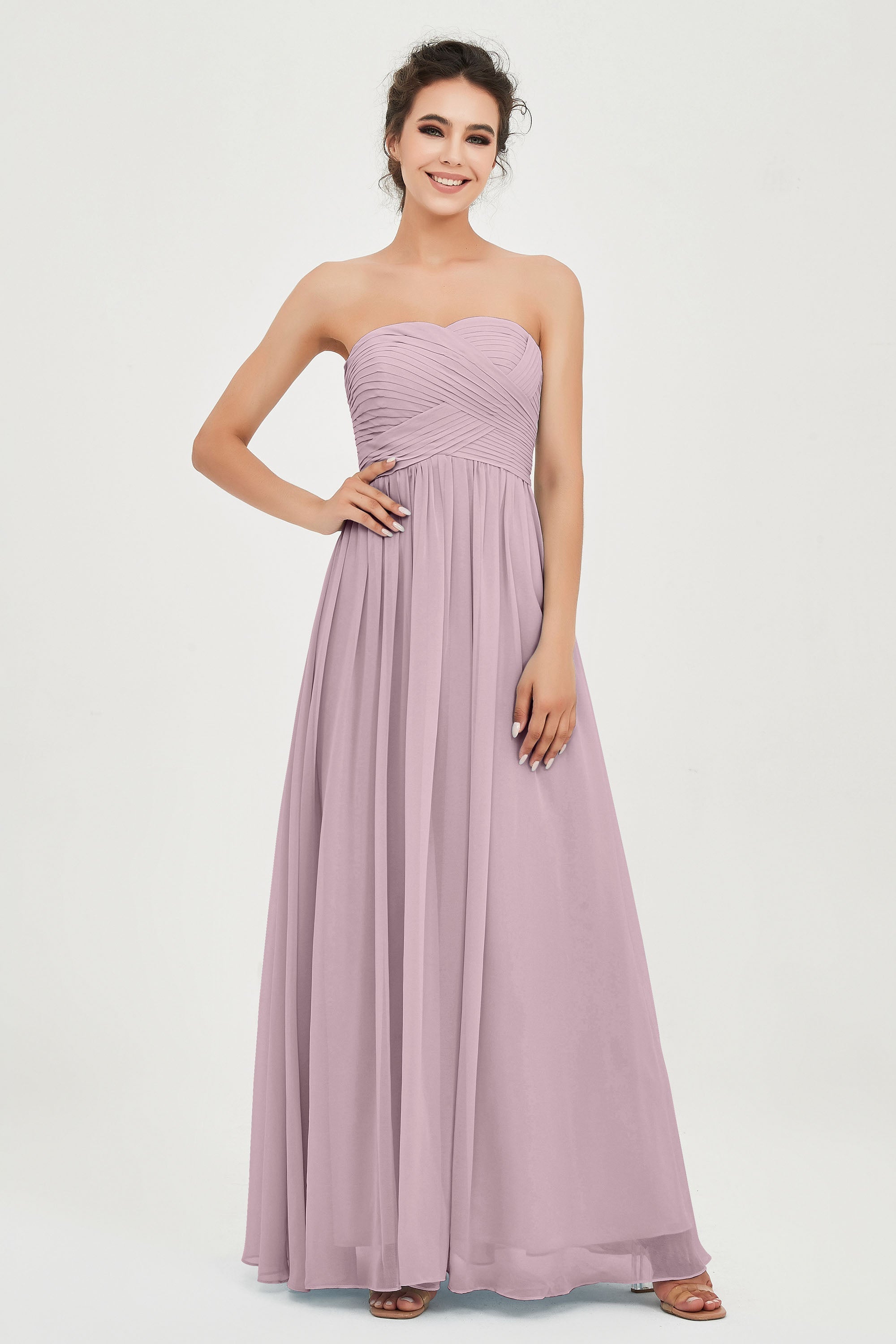 clean-lined bridesmaid dress night-out dress chiffon strapless formal evening gowns