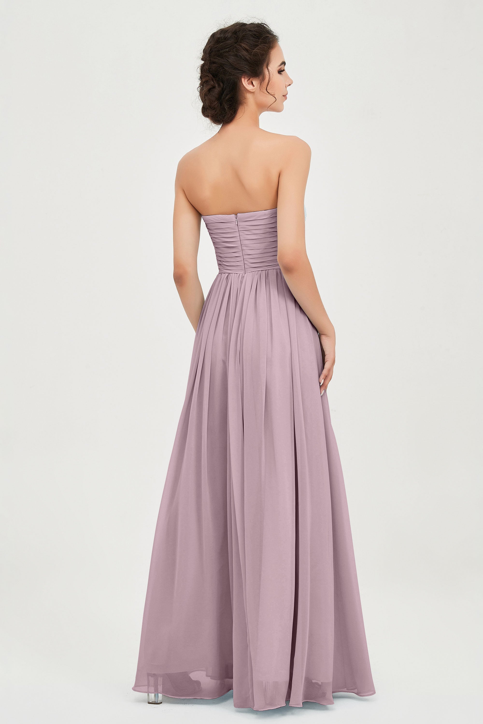clean-lined bridesmaid dress night-out dress chiffon strapless formal evening gowns