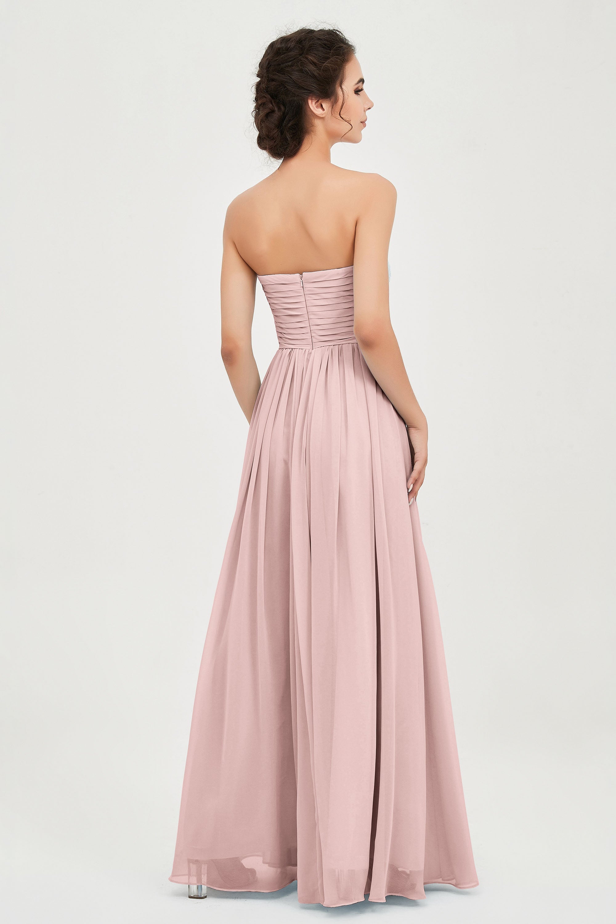 clean-lined bridesmaid dress night-out dress chiffon strapless formal evening gowns