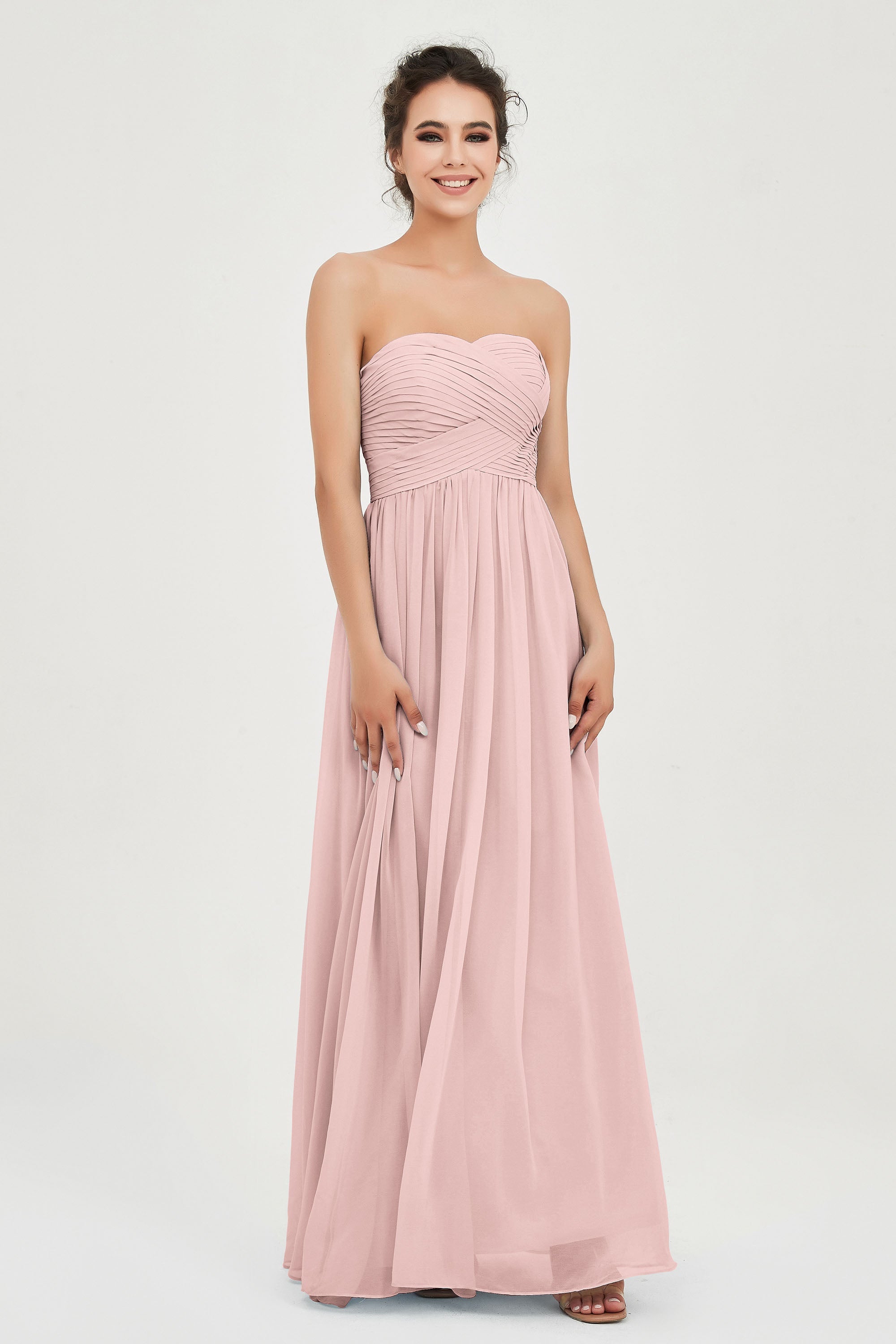 clean-lined bridesmaid dress night-out dress chiffon strapless formal evening gowns