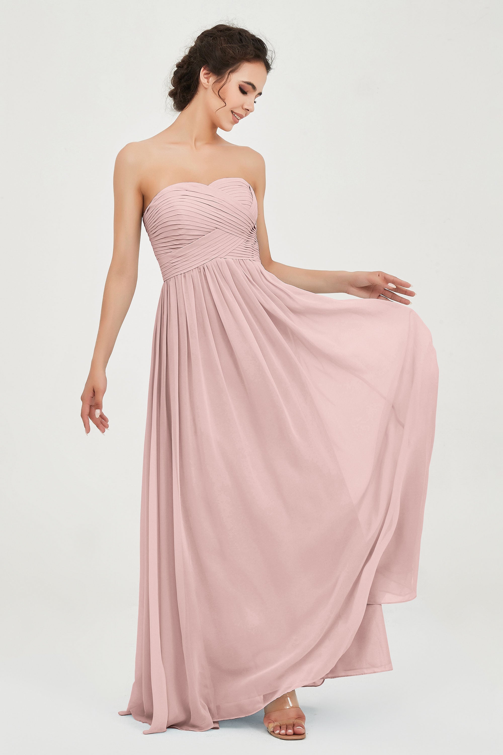 clean-lined bridesmaid dress night-out dress chiffon strapless formal evening gowns