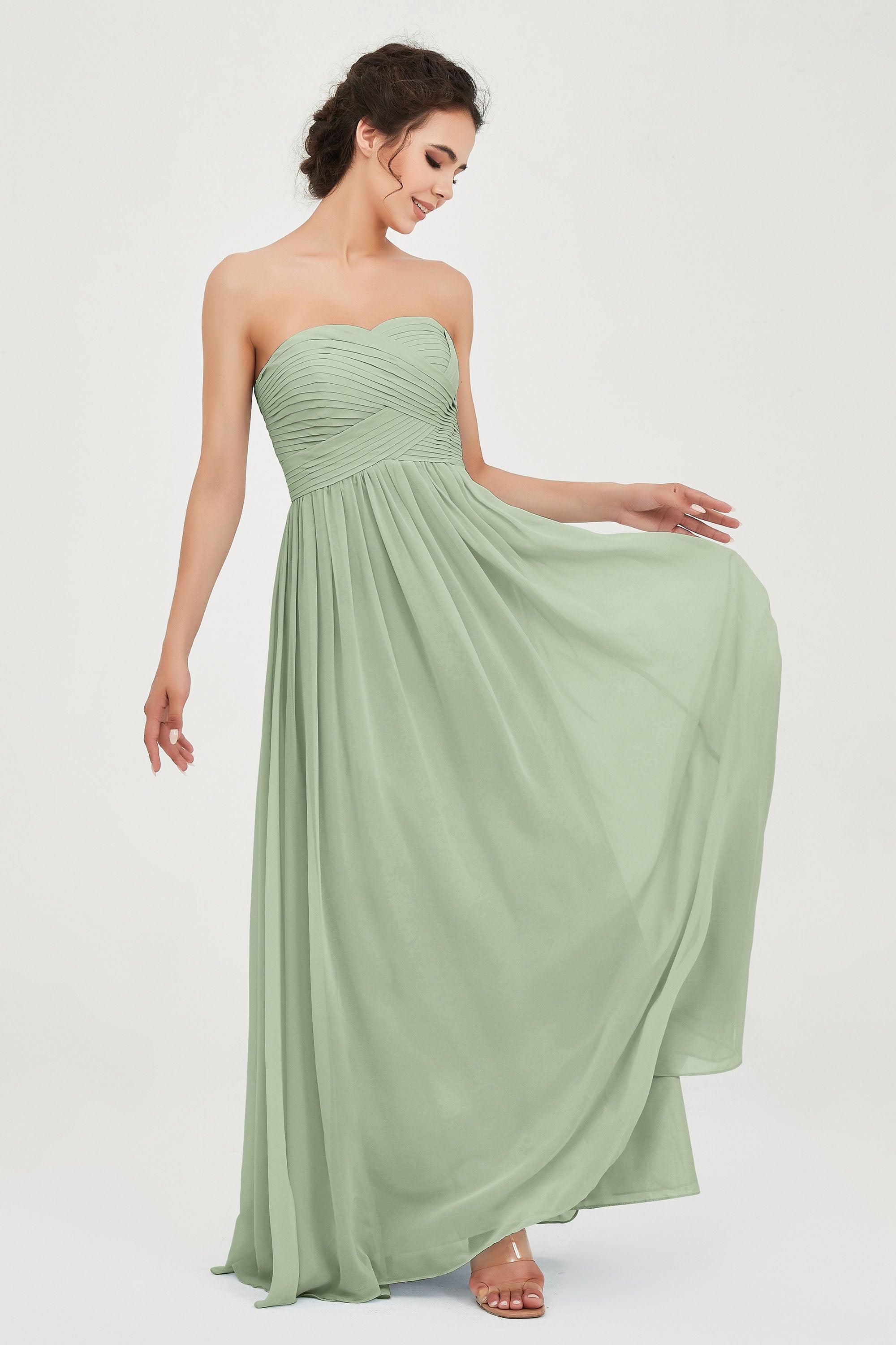 clean-lined bridesmaid dress night-out dress chiffon strapless formal evening gowns