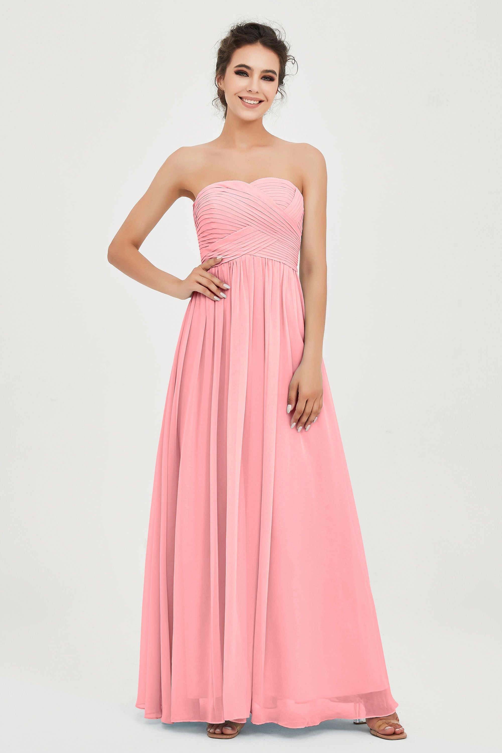 clean-lined bridesmaid dress night-out dress chiffon strapless formal evening gowns