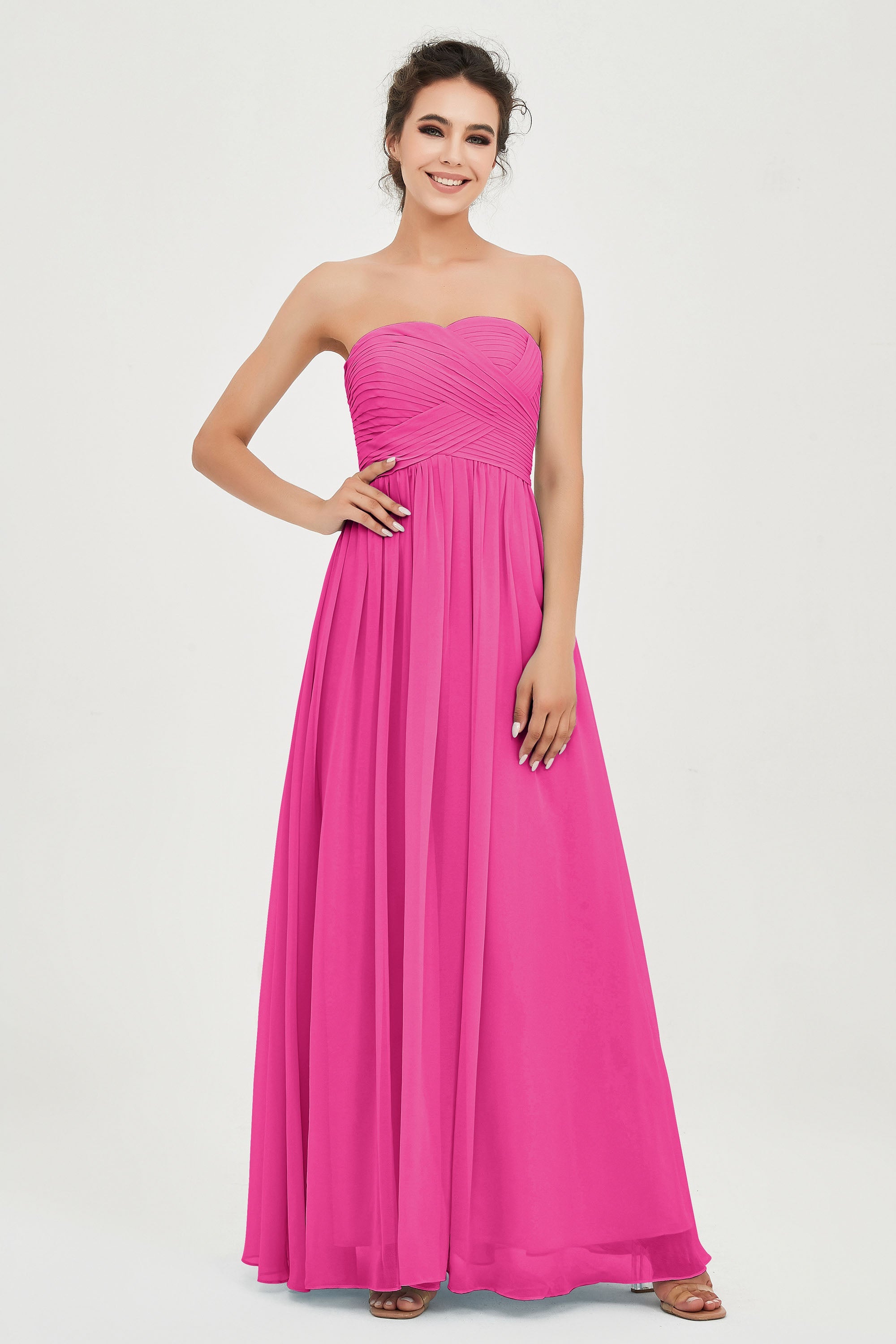 clean-lined bridesmaid dress night-out dress chiffon strapless formal evening gowns