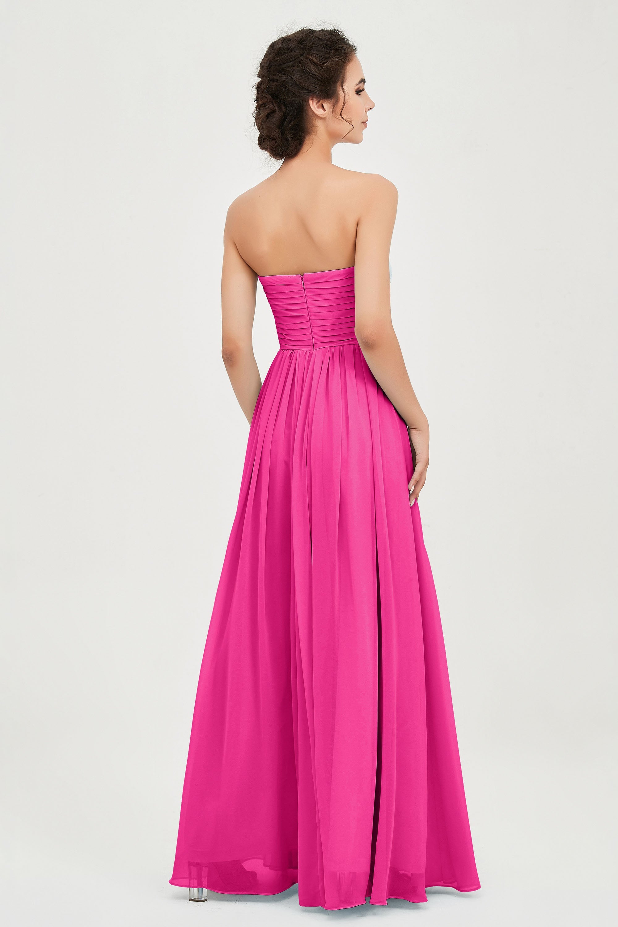 clean-lined bridesmaid dress night-out dress chiffon strapless formal evening gowns