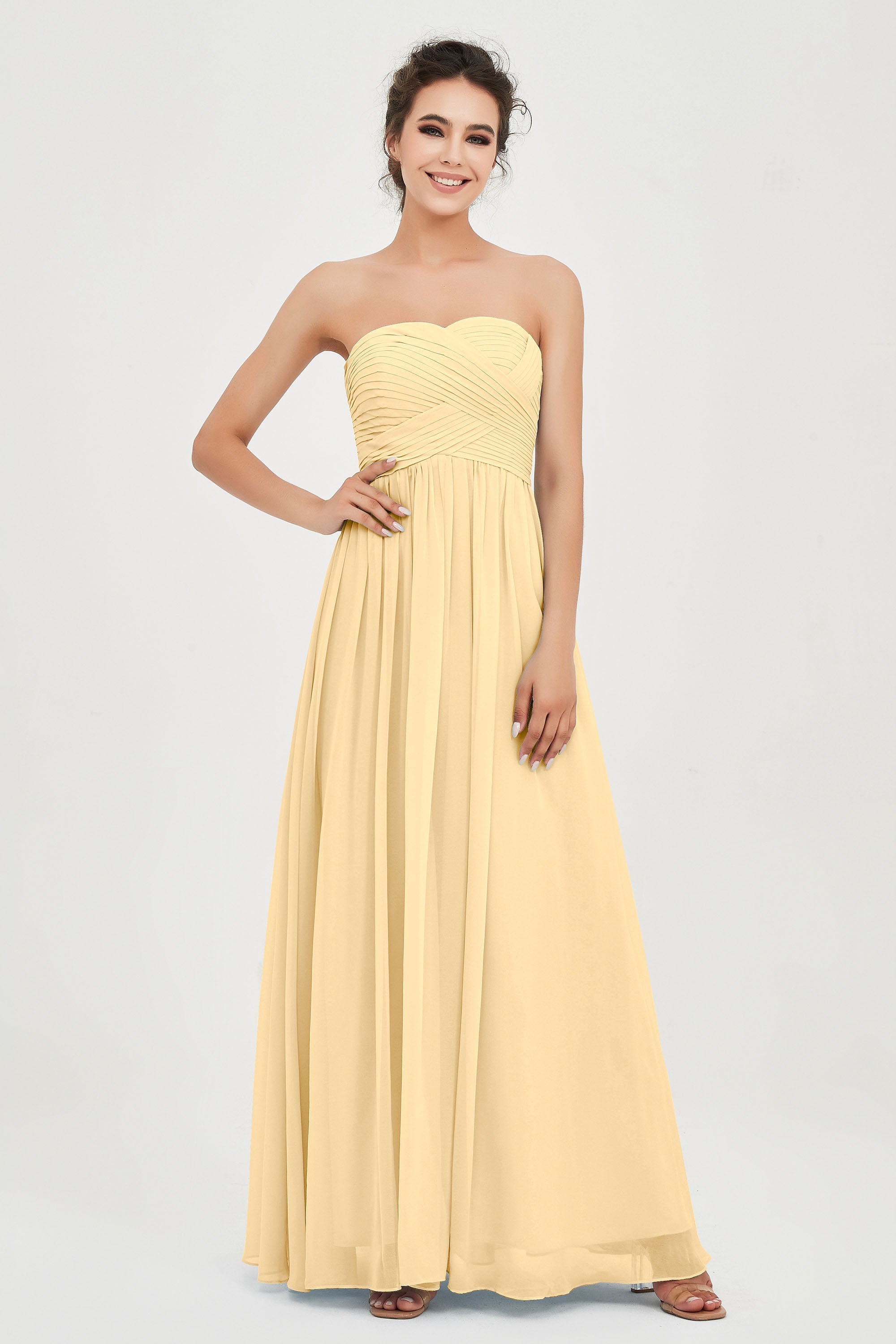 clean-lined bridesmaid dress night-out dress chiffon strapless formal evening gowns