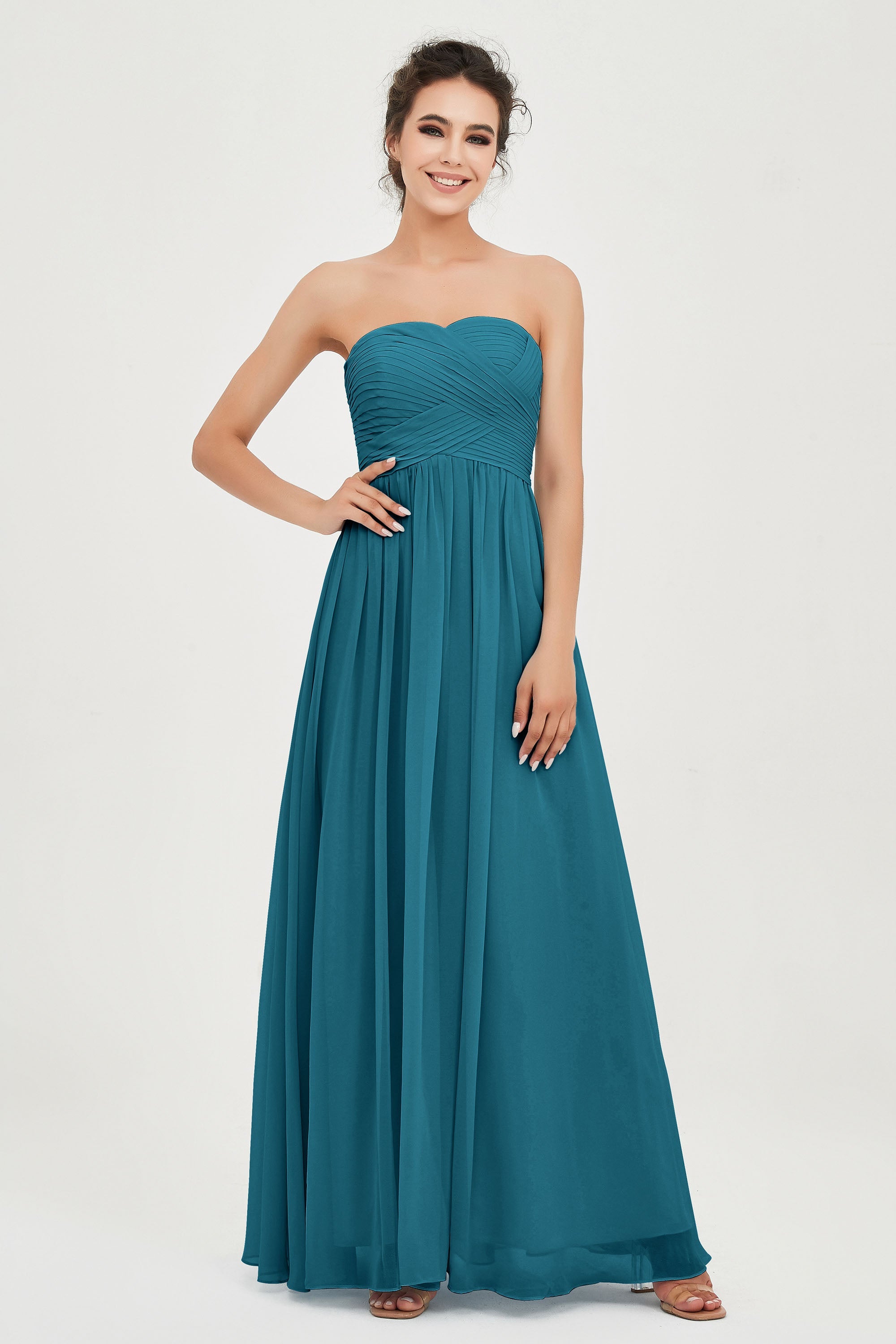 clean-lined bridesmaid dress night-out dress chiffon strapless formal evening gowns