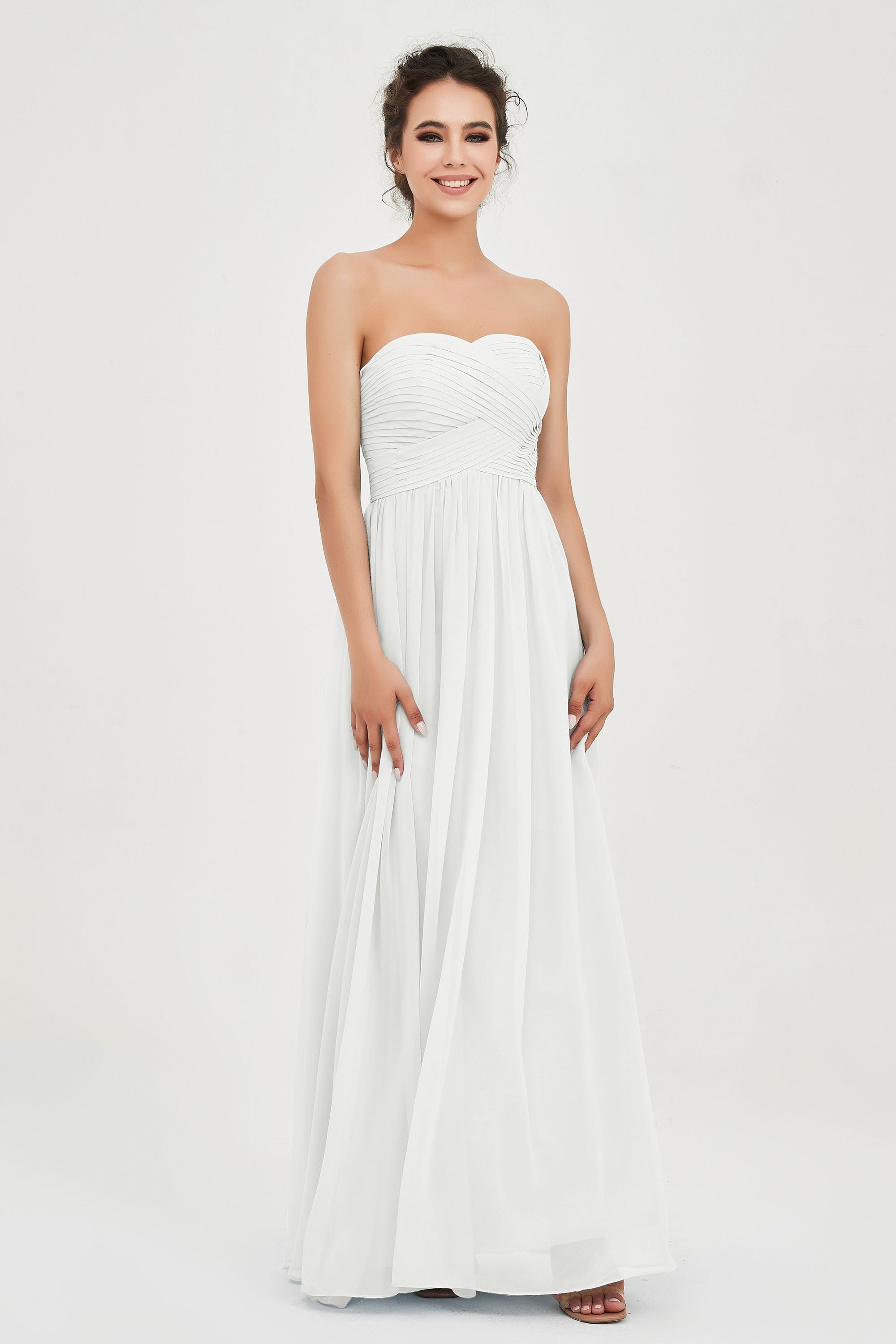 clean-lined bridesmaid dress night-out dress chiffon strapless formal evening gowns