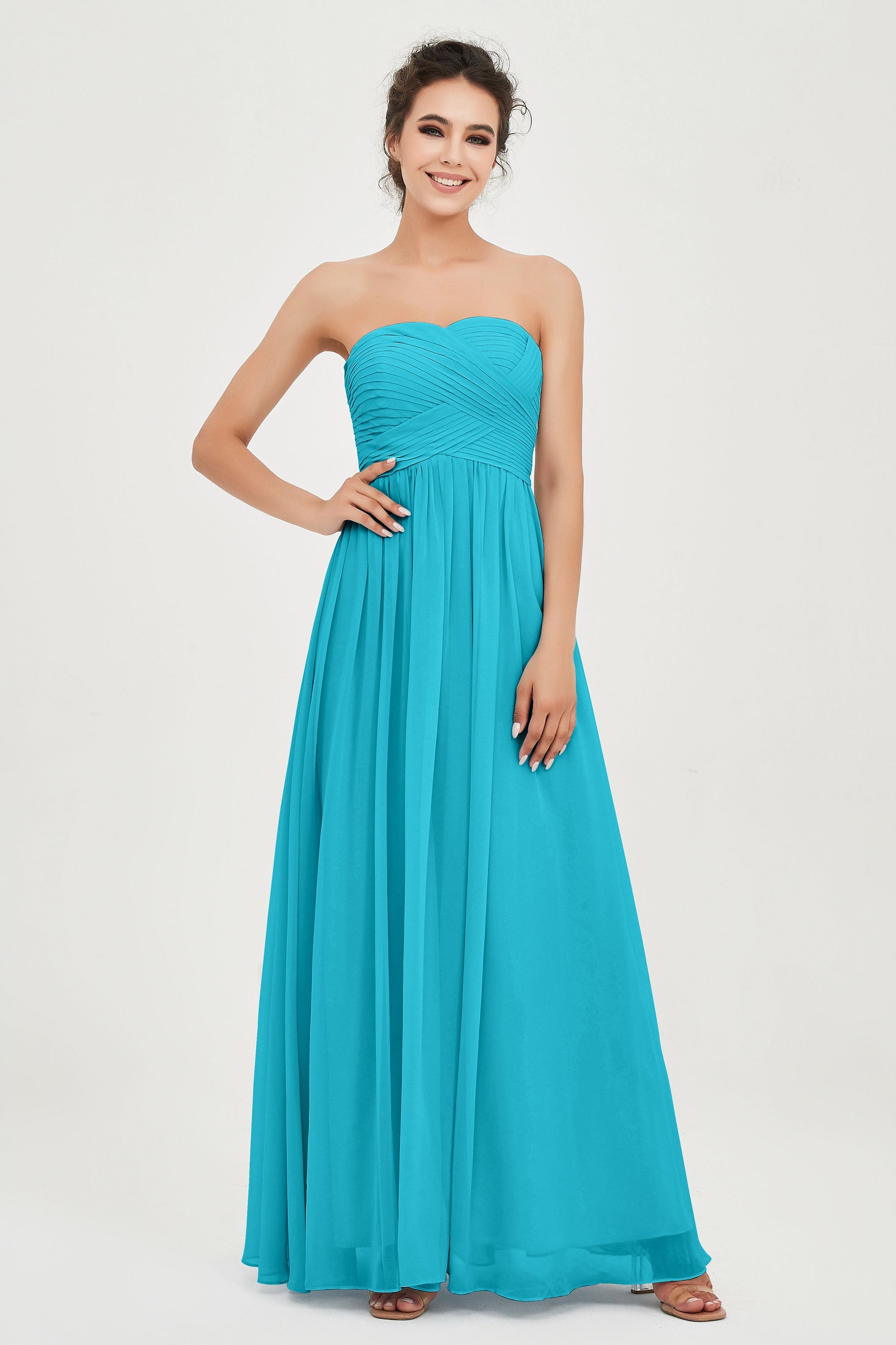 clean-lined bridesmaid dress night-out dress chiffon strapless formal evening gowns