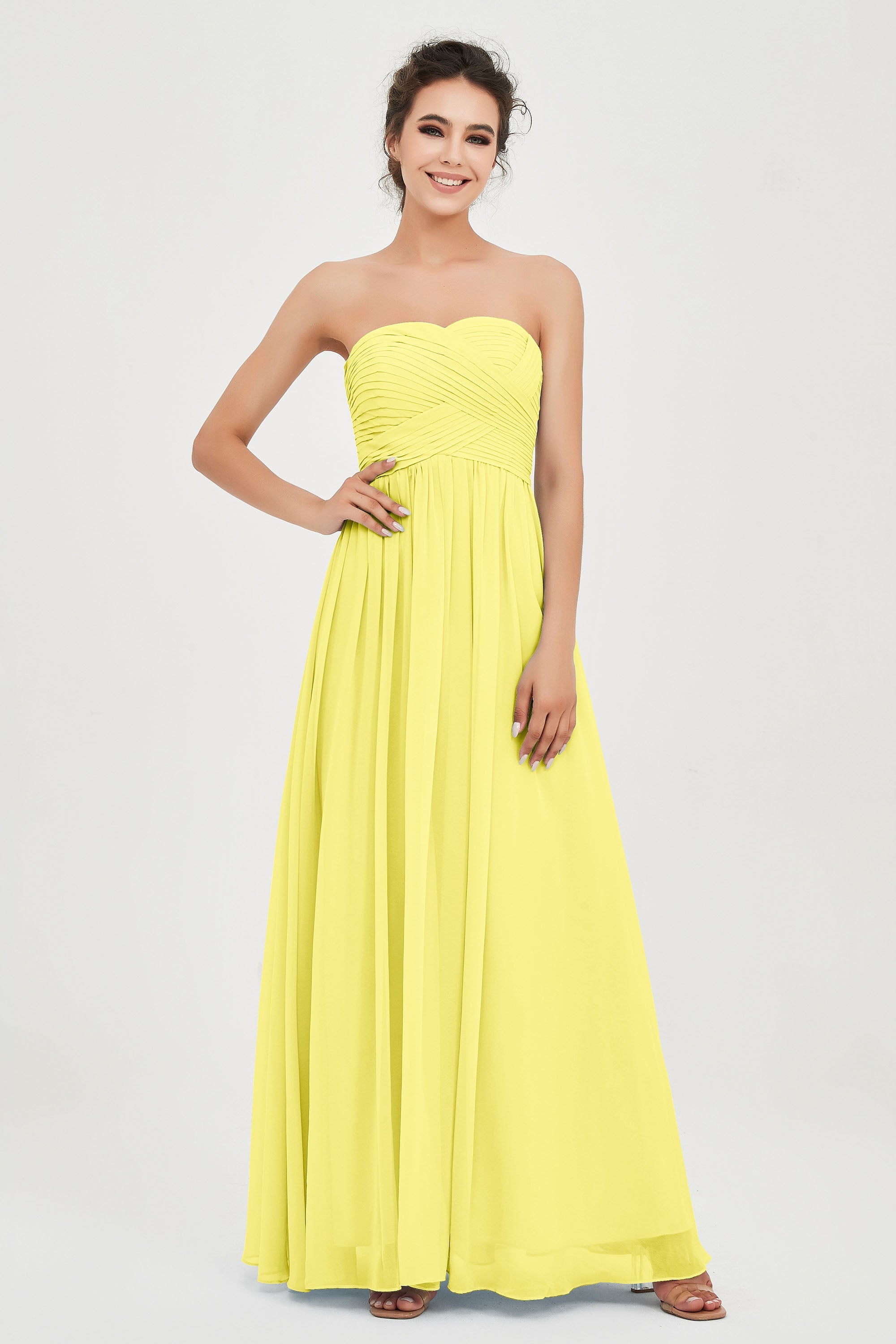 clean-lined bridesmaid dress night-out dress chiffon strapless formal evening gowns
