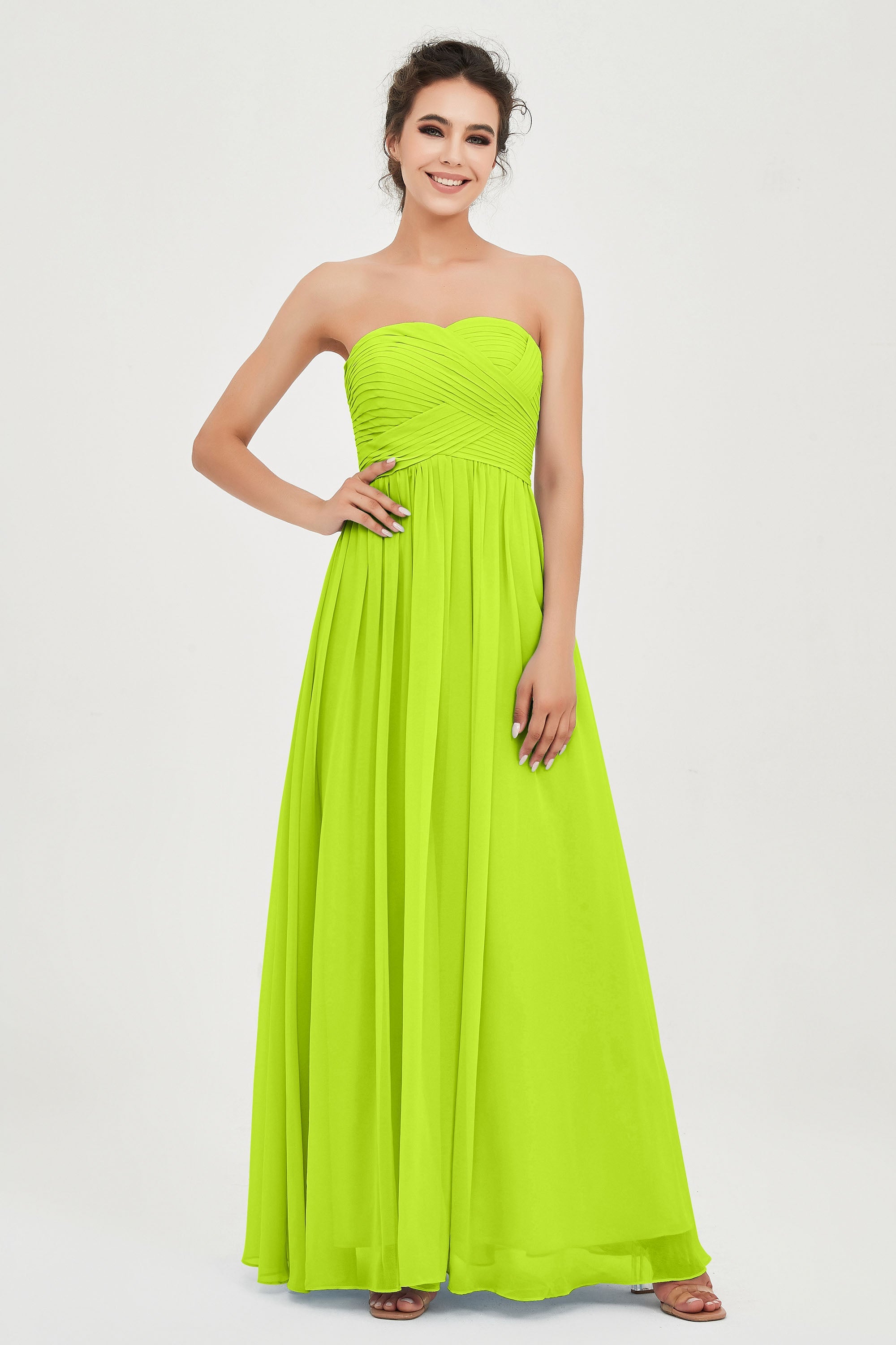 clean-lined bridesmaid dress night-out dress chiffon strapless formal evening gowns