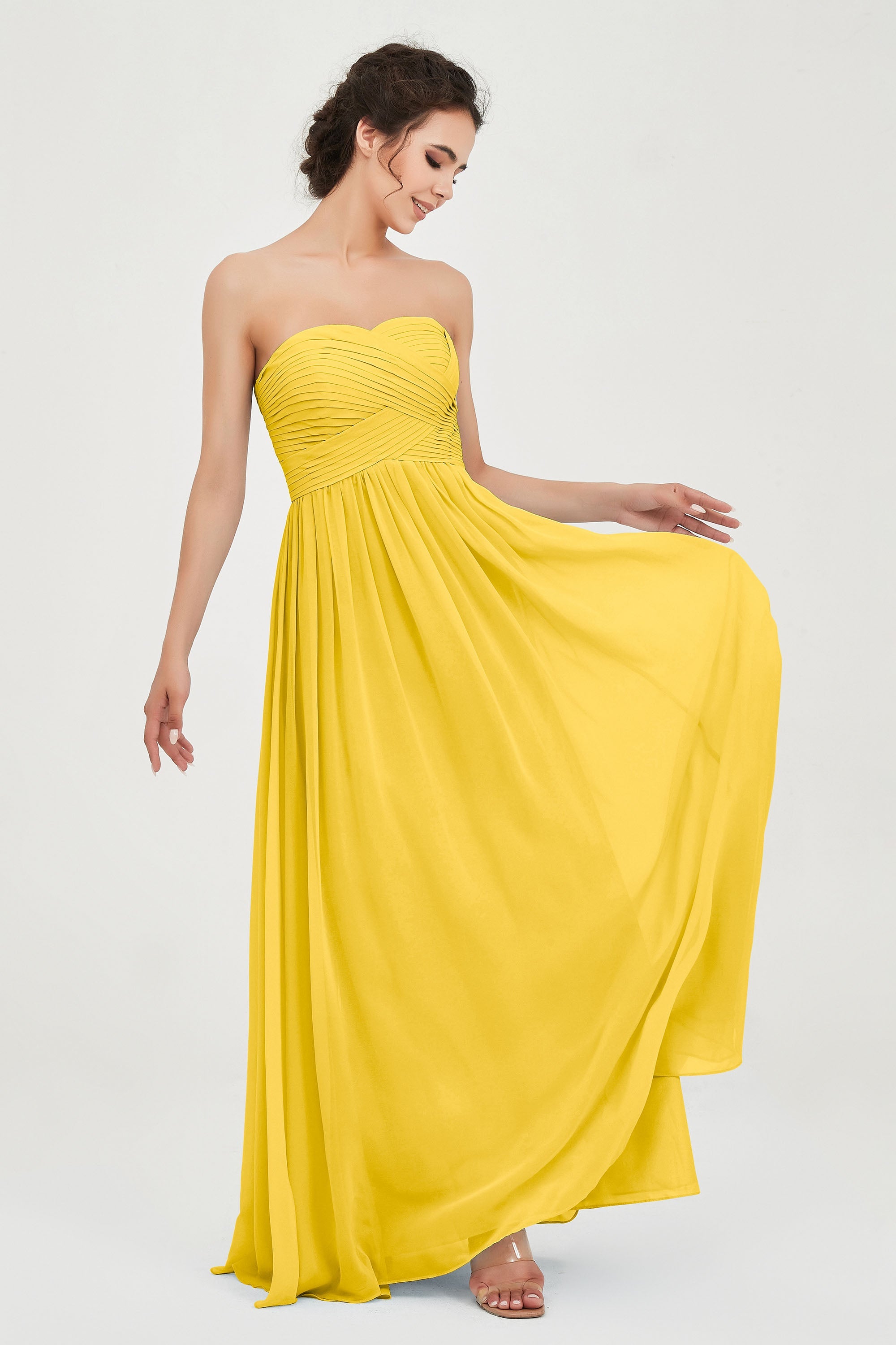 clean-lined bridesmaid dress night-out dress chiffon strapless formal evening gowns