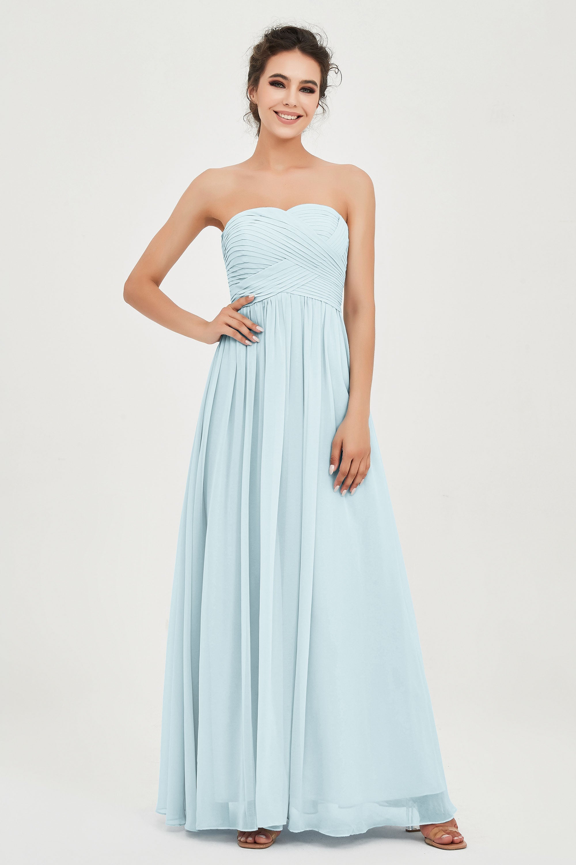 clean-lined bridesmaid dress night-out dress chiffon strapless formal evening gowns