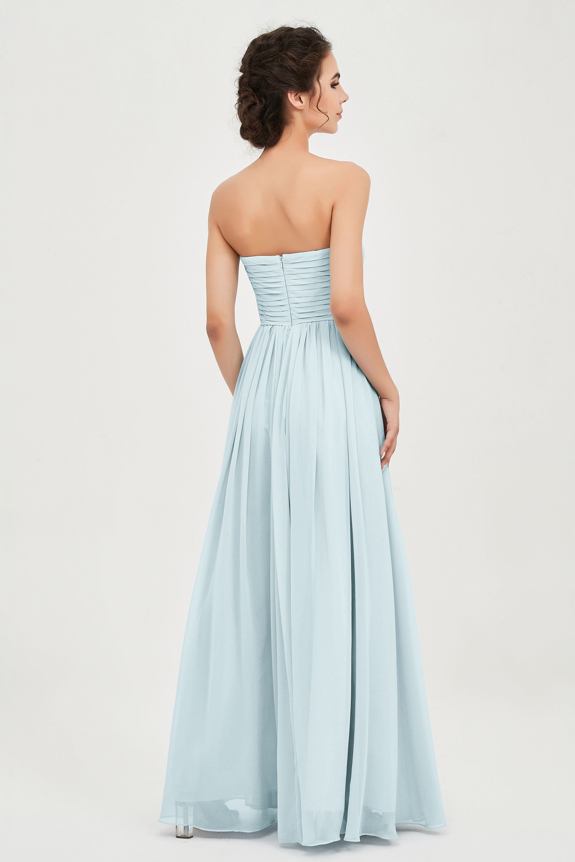 clean-lined bridesmaid dress night-out dress chiffon strapless formal evening gowns