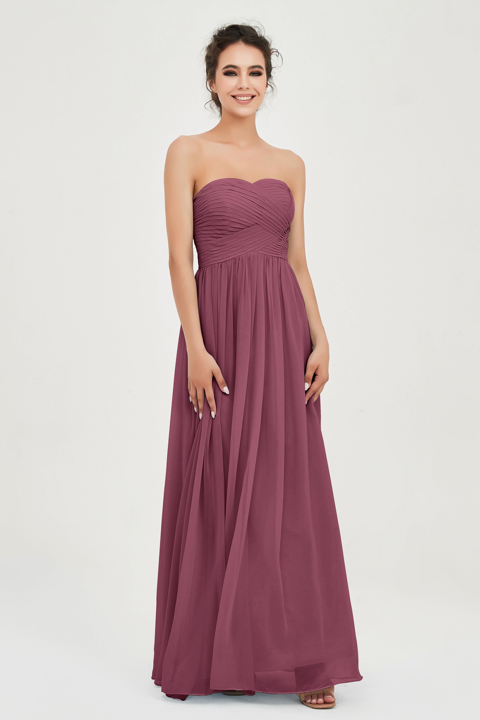 clean-lined bridesmaid dress night-out dress chiffon strapless formal evening gowns