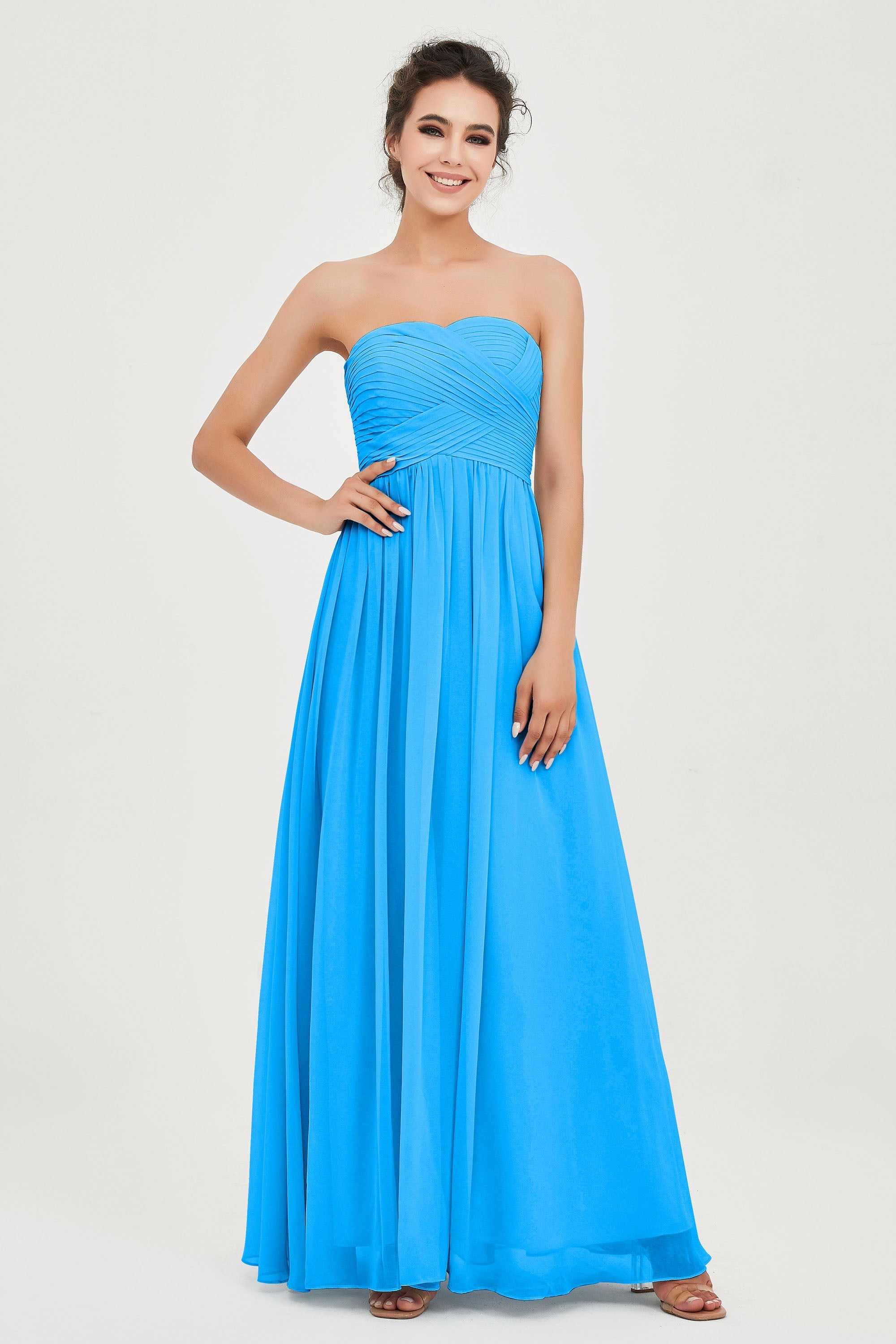 clean-lined bridesmaid dress night-out dress chiffon strapless formal evening gowns