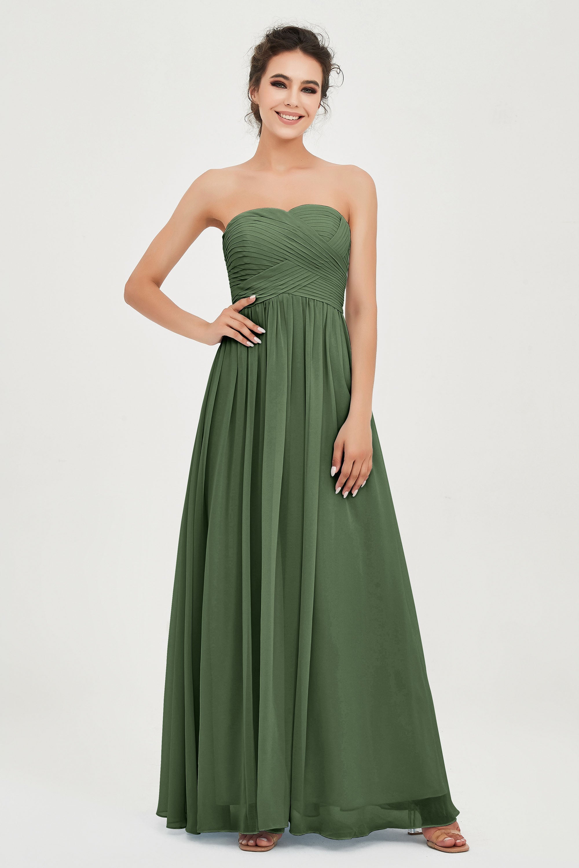 clean-lined bridesmaid dress night-out dress chiffon strapless formal evening gowns