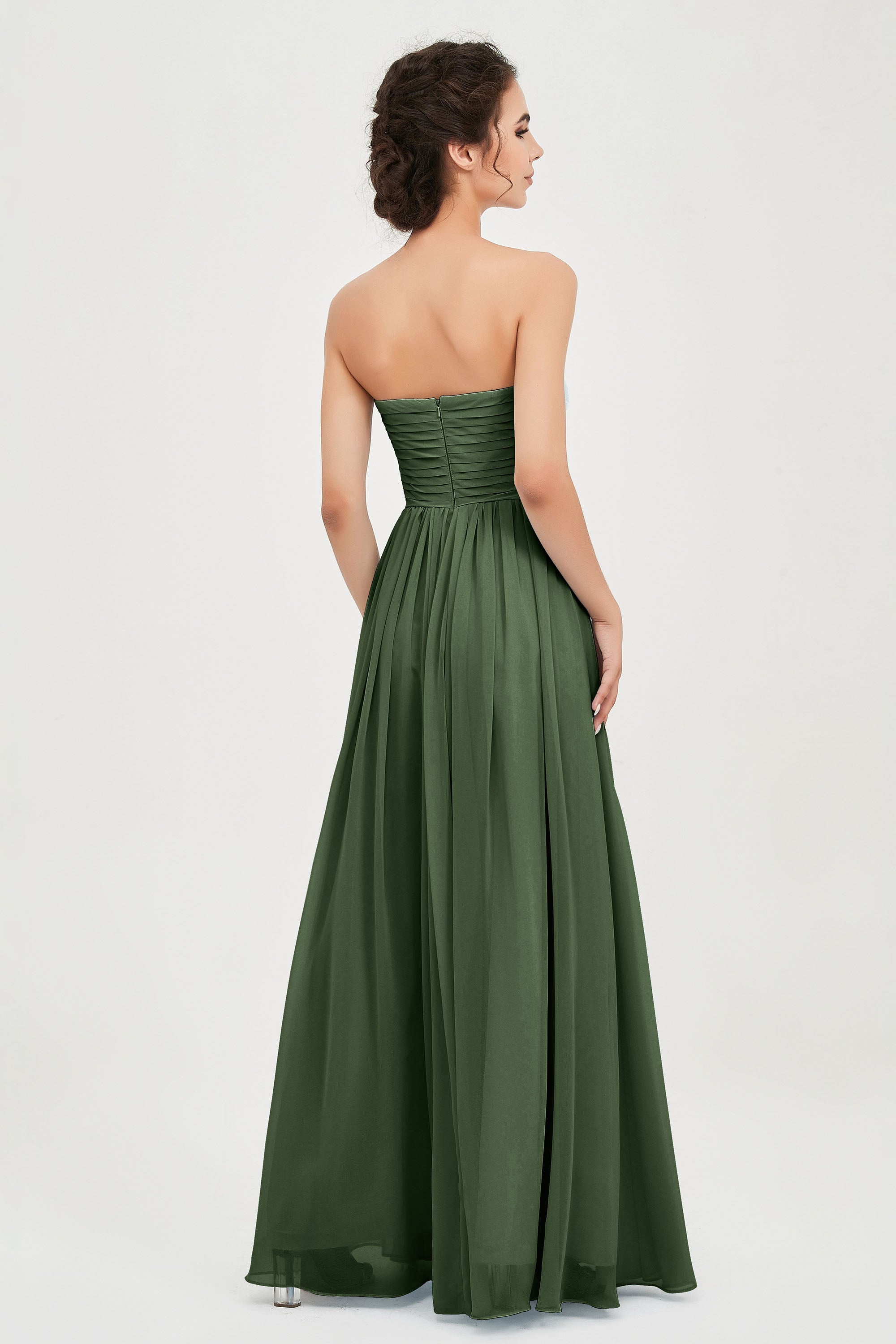 clean-lined bridesmaid dress night-out dress chiffon strapless formal evening gowns