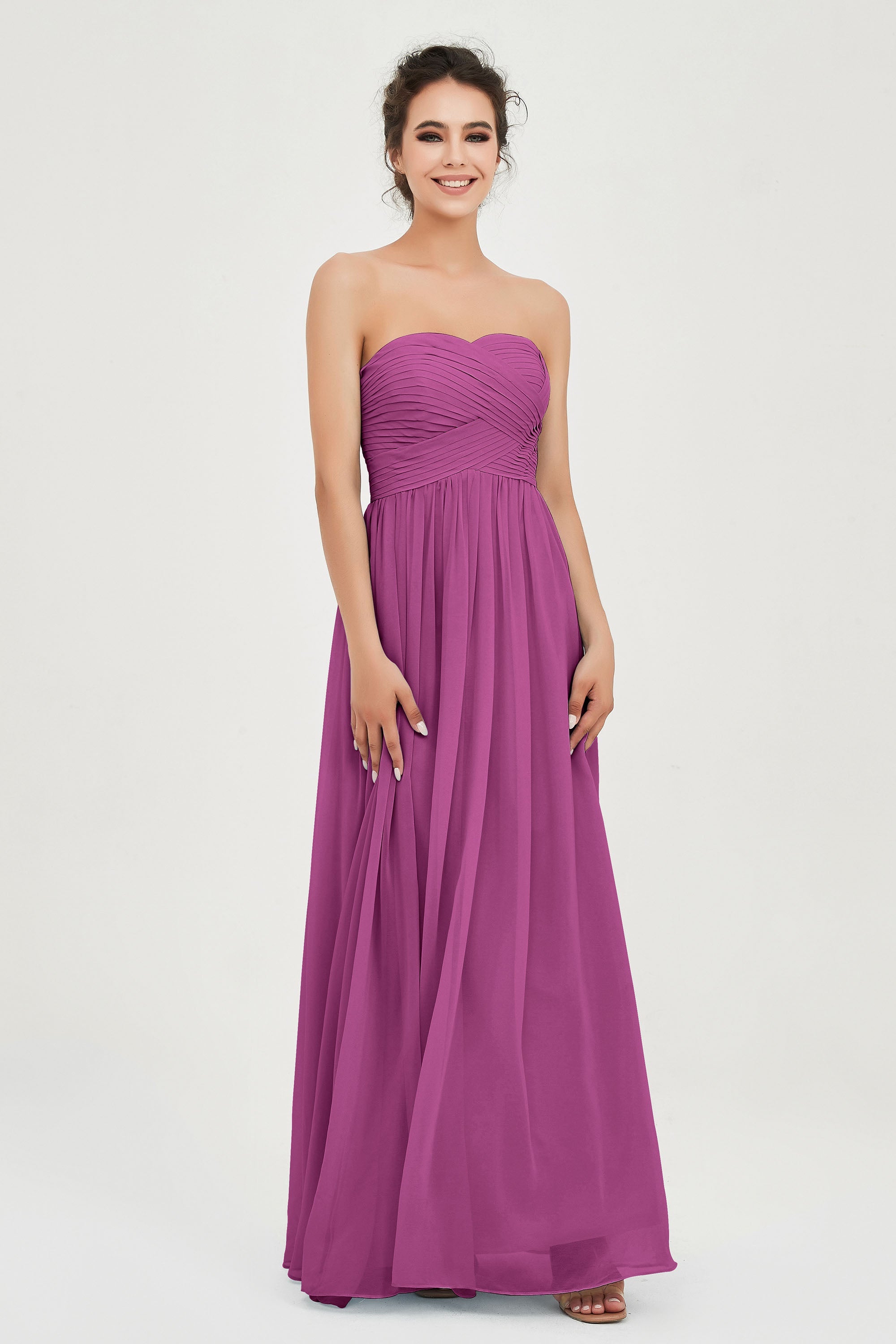 clean-lined bridesmaid dress night-out dress chiffon strapless formal evening gowns