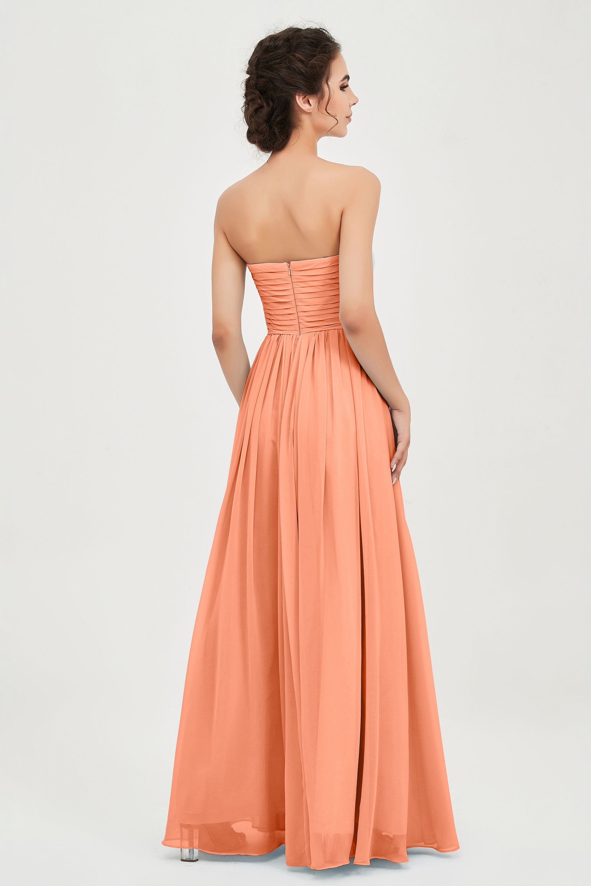 clean-lined bridesmaid dress night-out dress chiffon strapless formal evening gowns
