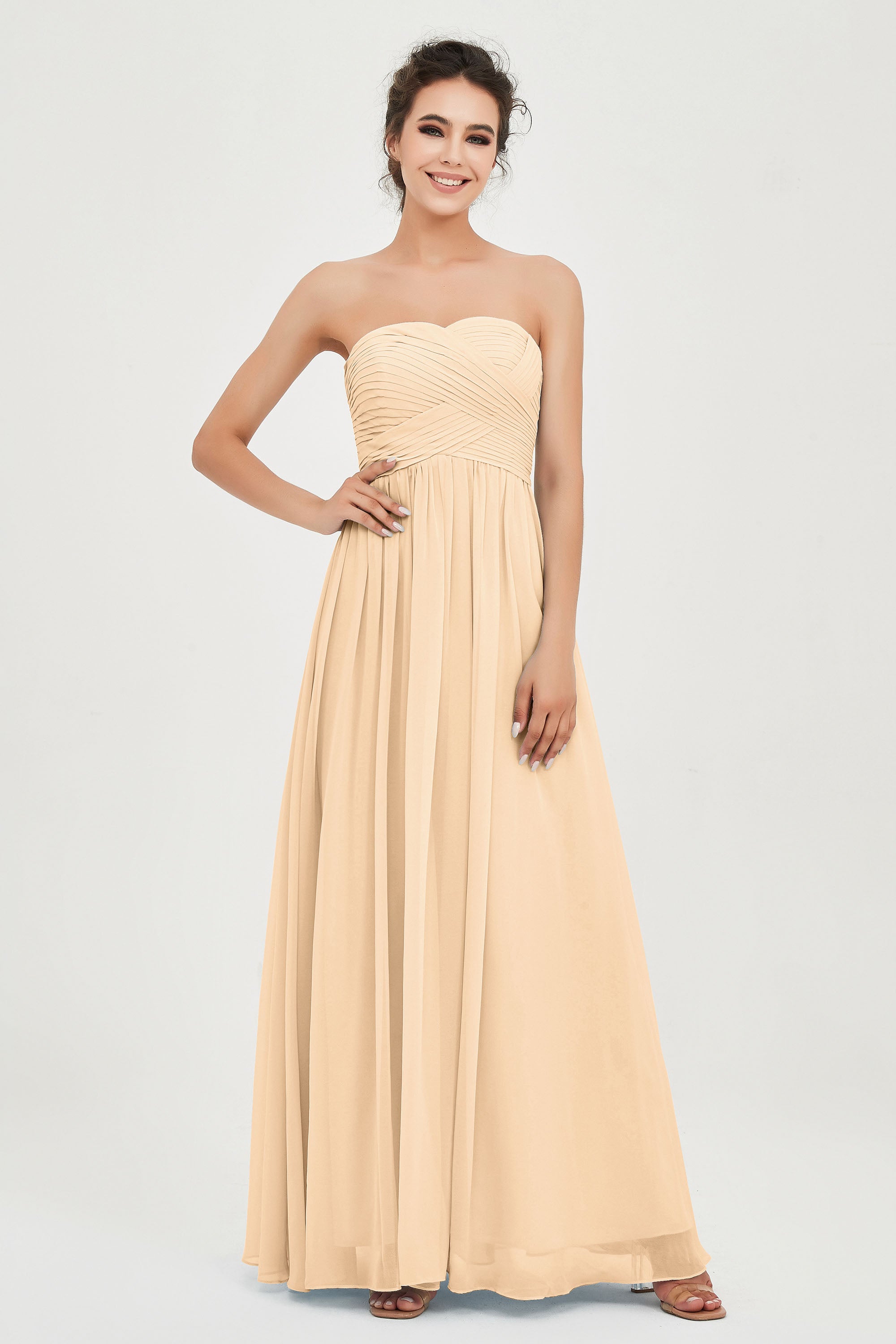 clean-lined bridesmaid dress night-out dress chiffon strapless formal evening gowns