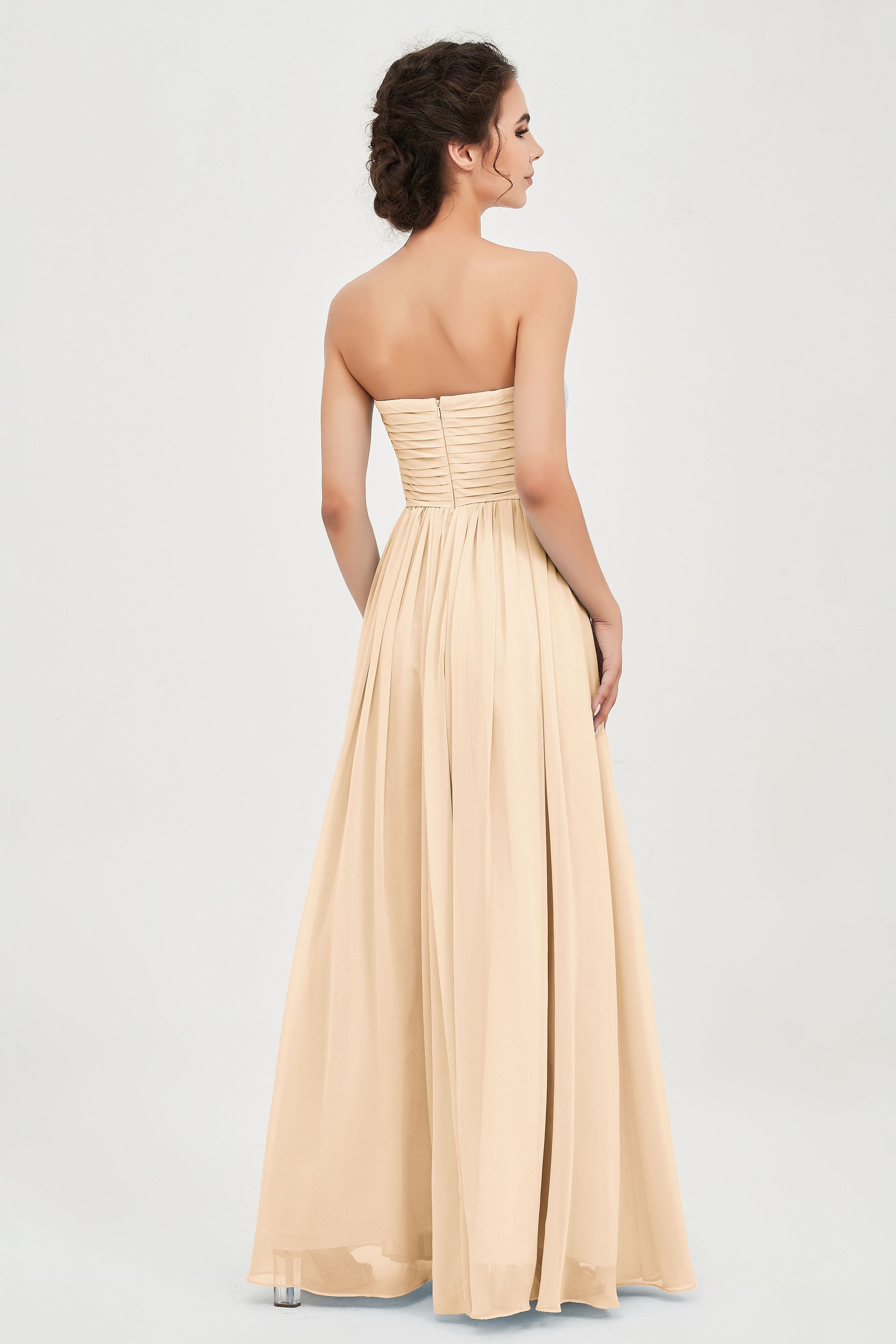 clean-lined bridesmaid dress night-out dress chiffon strapless formal evening gowns